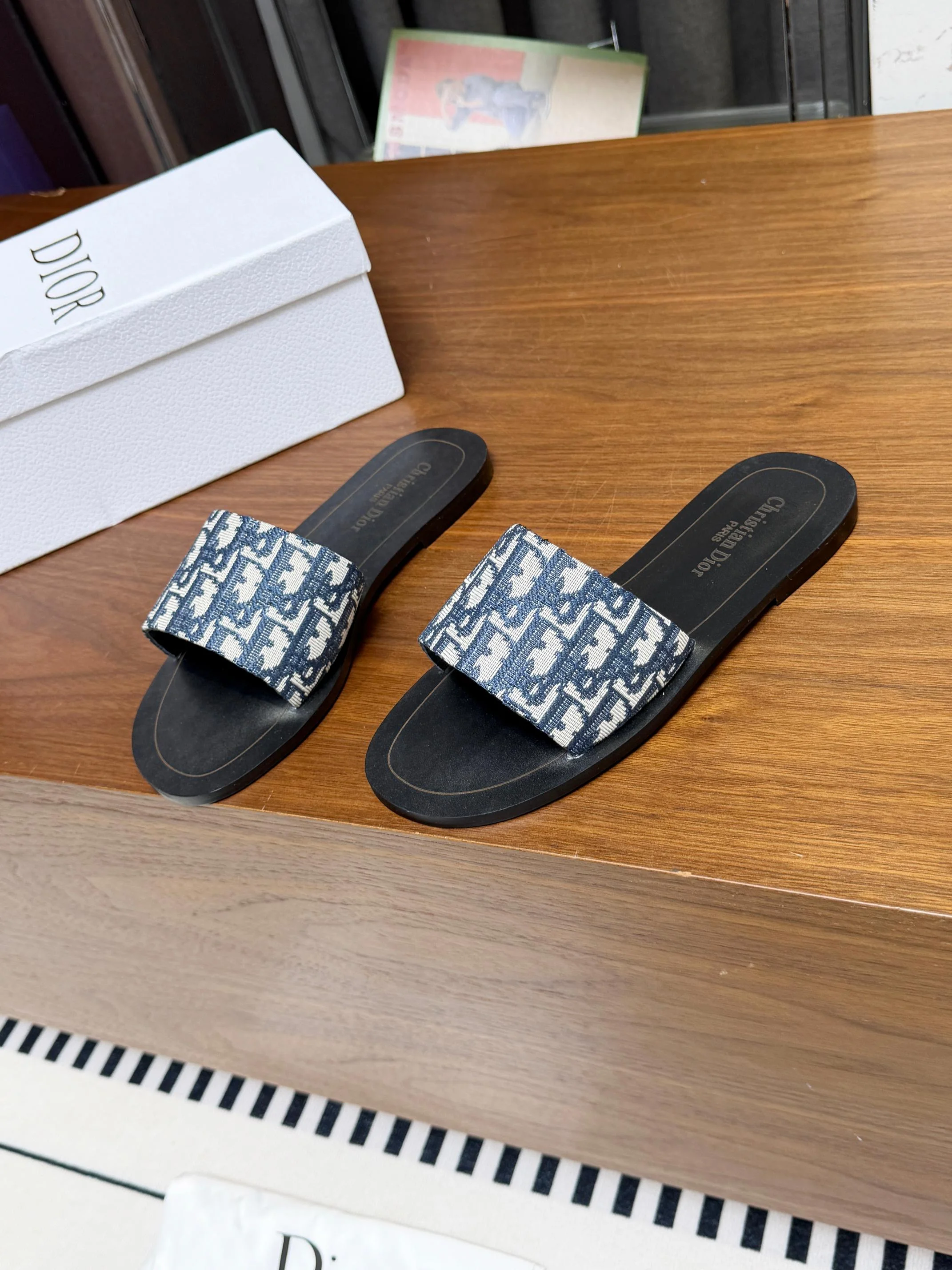 DIOR Slides Rubber Black-Blue EU35-44 A20202609111888 - Image 4