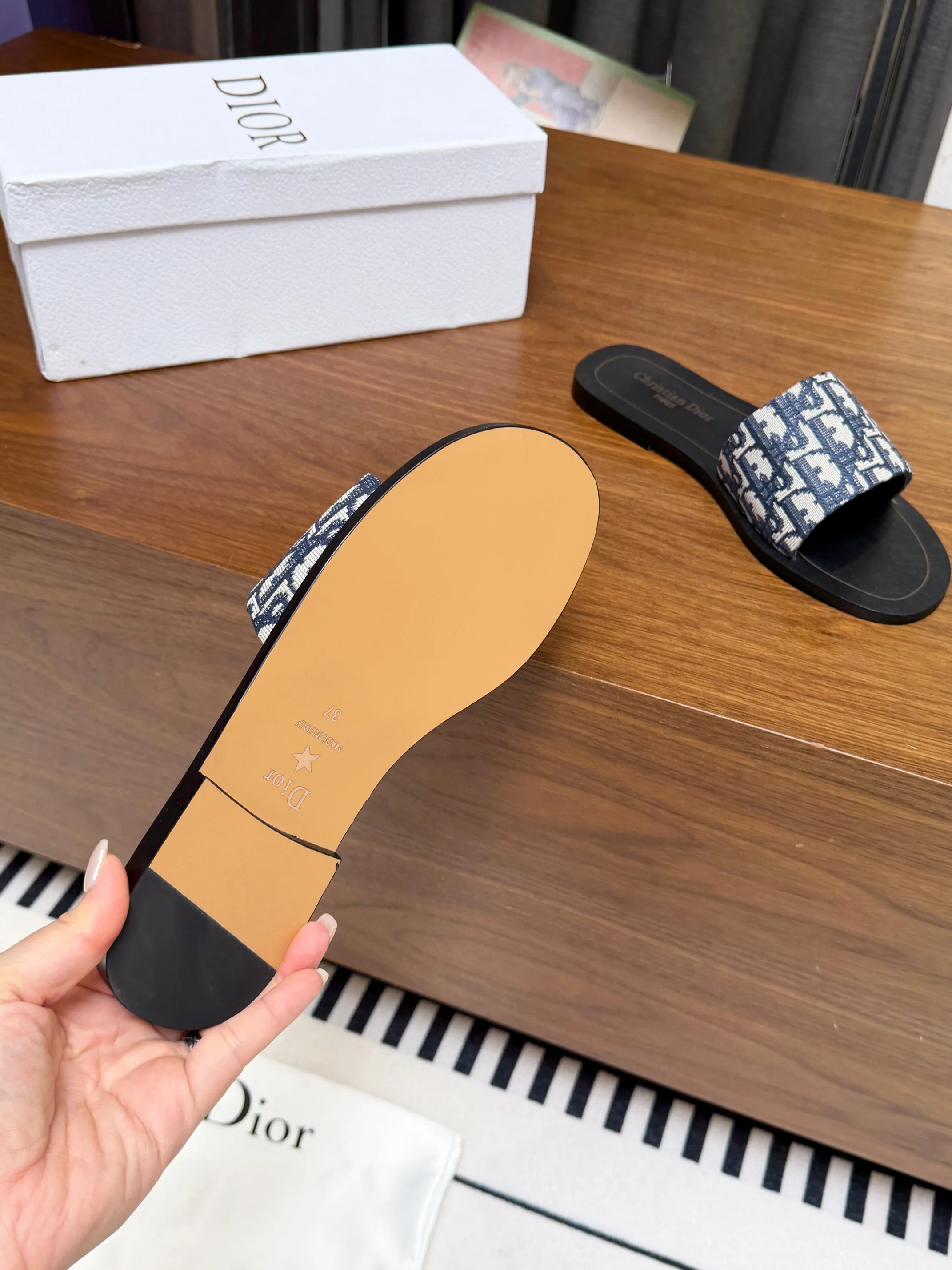 DIOR Slides Rubber Black-Blue EU35-44 A20202609111888 - Image 6