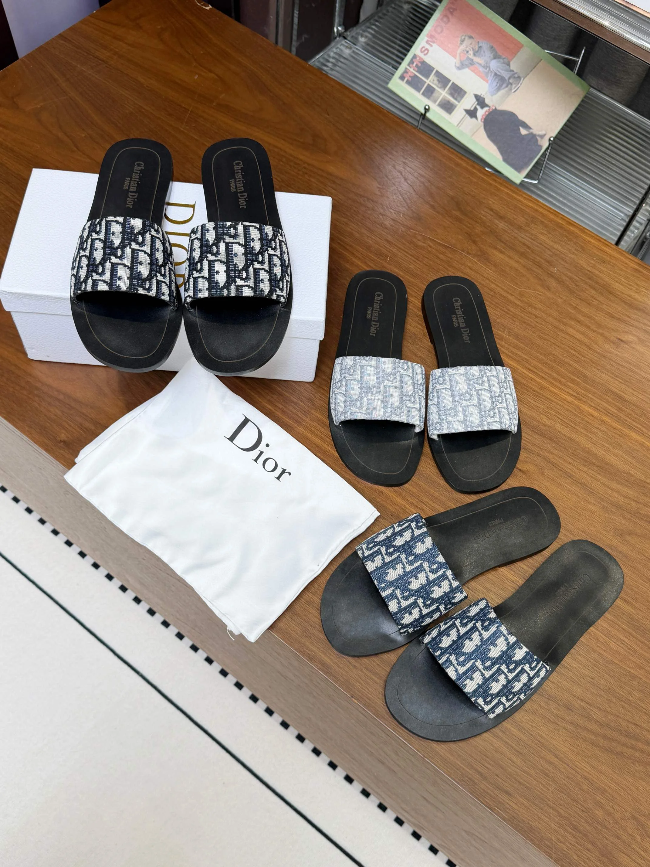 DIOR Slides Rubber Sole Black-White EU35-44 A20202609111889 - Image 9