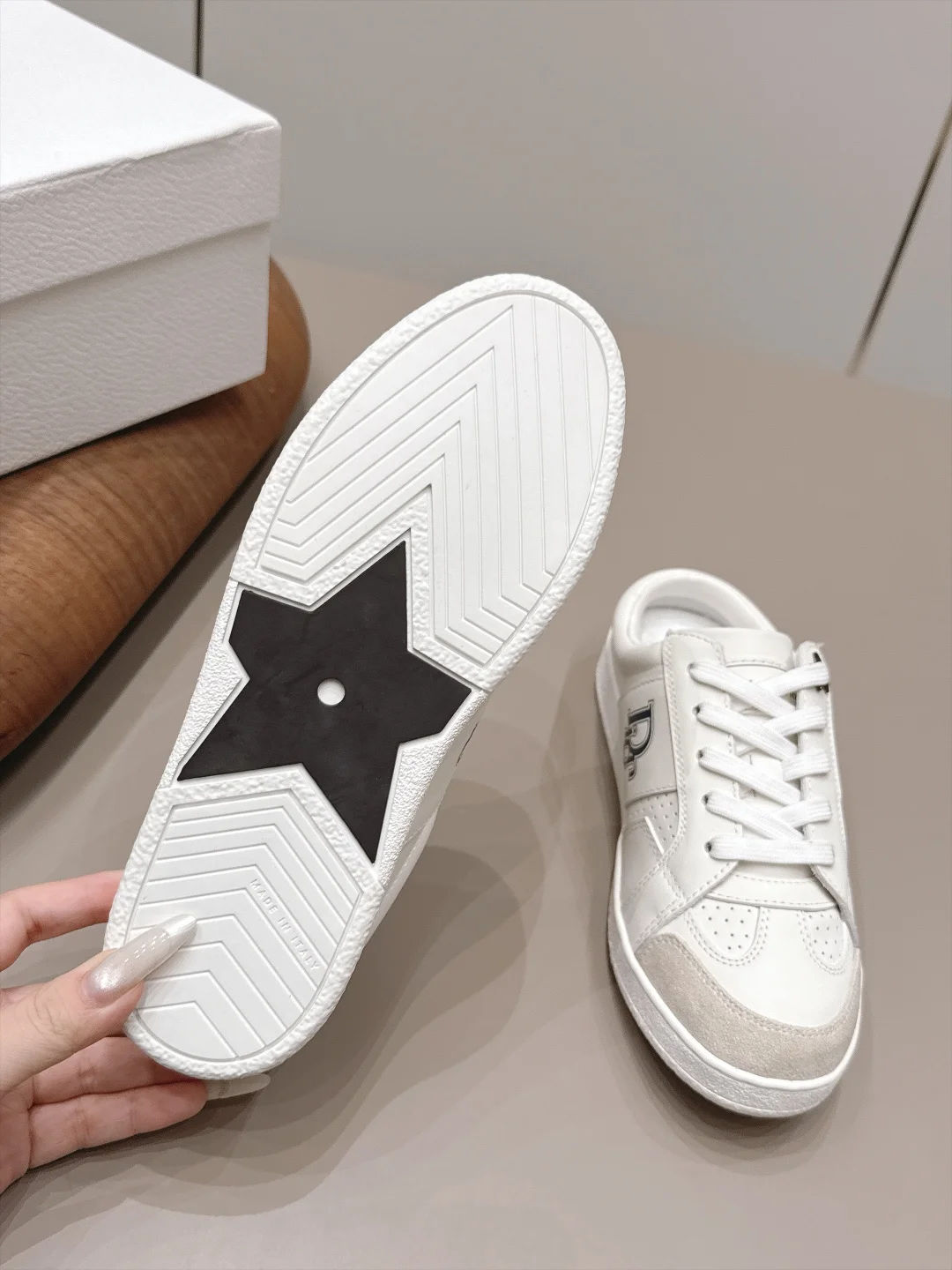 DIOR Sneakers Calfskin Leather White-Beige EU35-39 C20202609111561 - Image 9