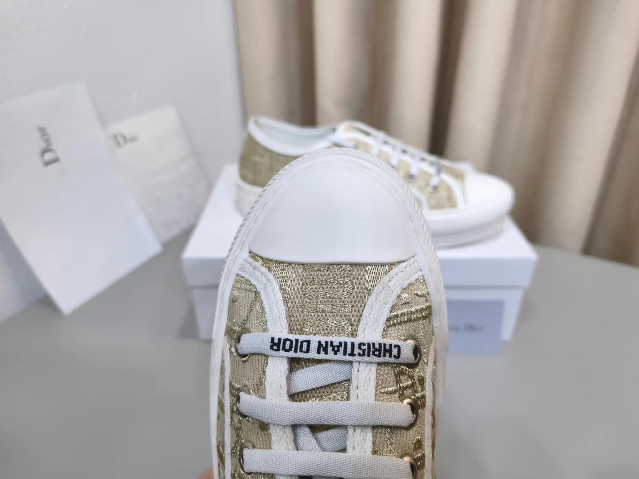 DIOR Sneakers Canvas and Leather Beige-White EU35-41 B60202609110001 - Image 3