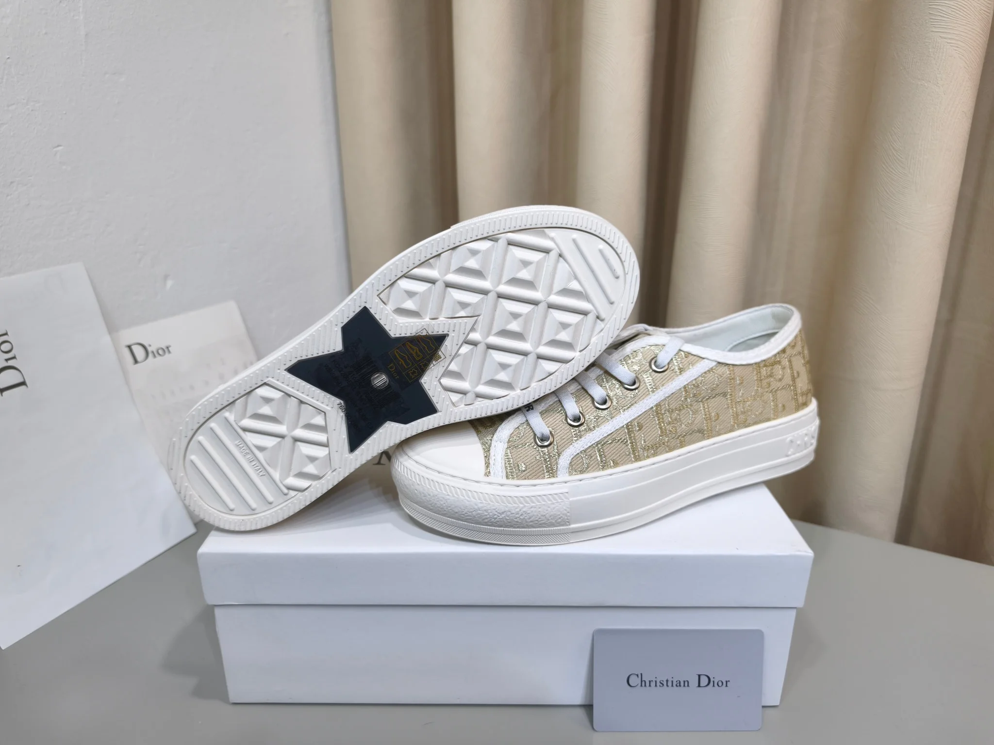 DIOR Sneakers Canvas and Leather Beige-White EU35-41 B60202609110001 - Image 5