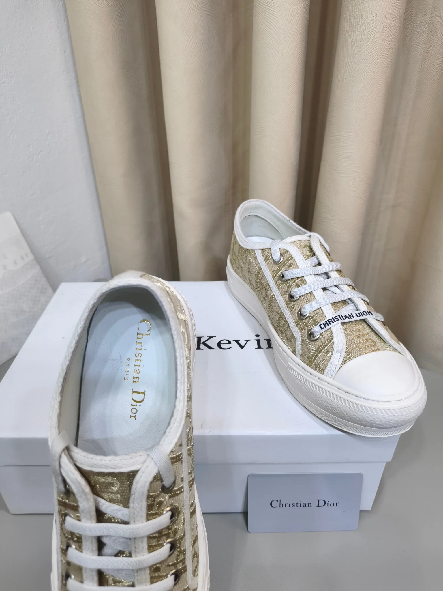 DIOR Sneakers Canvas and Leather Beige-White EU35-41 B60202609110001 - Image 6
