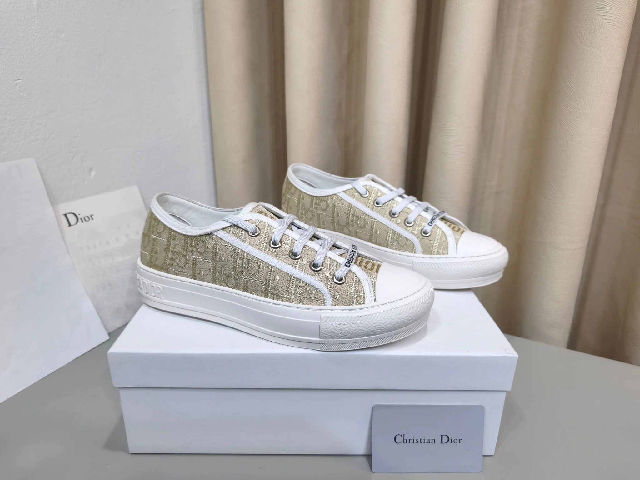 DIOR Sneakers Canvas and Leather Beige-White EU35-41 B60202609110001 - Image 7