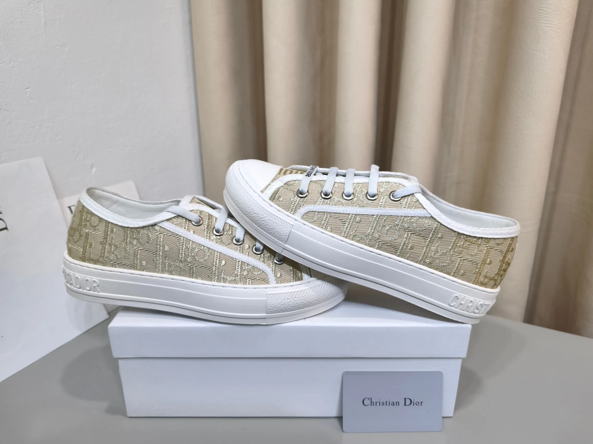 DIOR Sneakers Canvas and Leather Beige-White EU35-41 B60202609110001 - Image 8