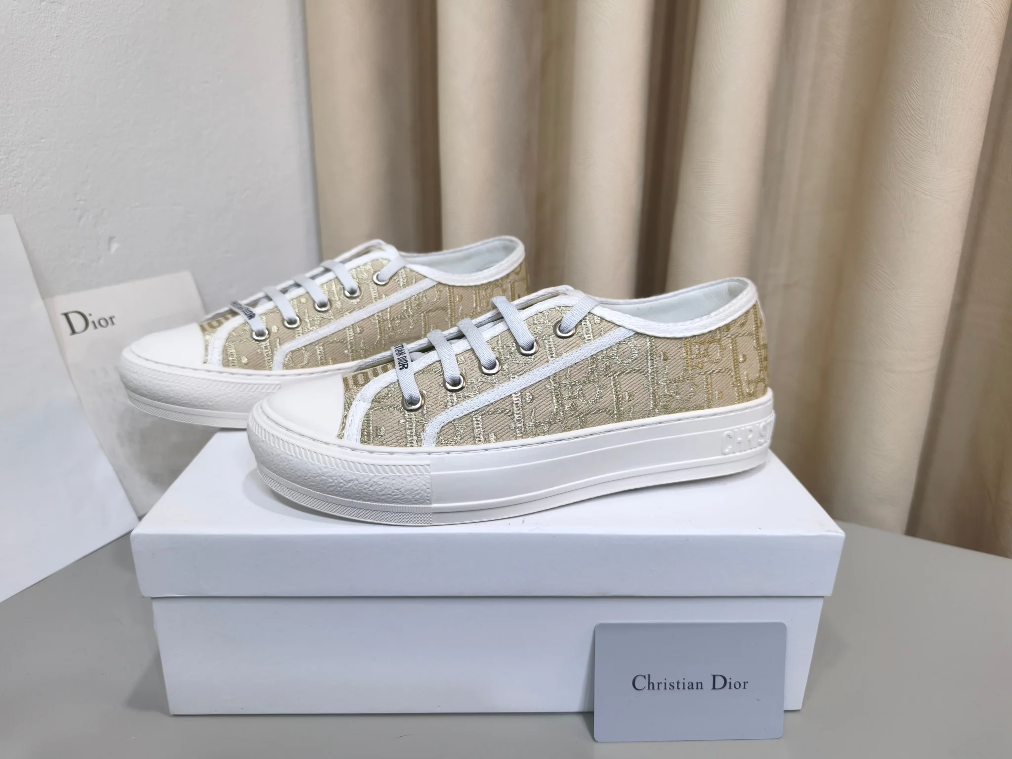 DIOR Sneakers Canvas and Leather Beige-White EU35-41 B60202609110001 - Image 9