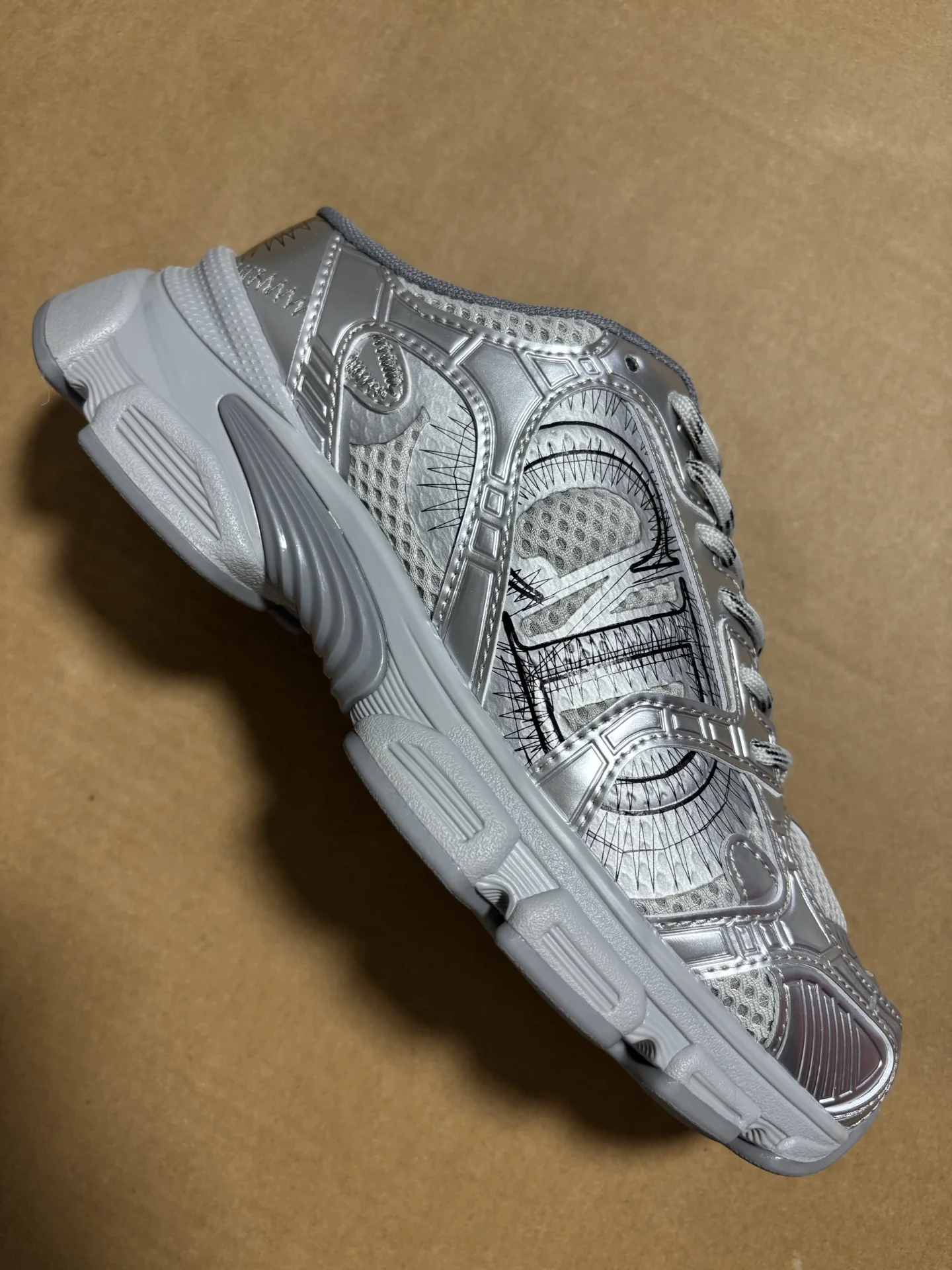 DIOR Sneakers Metallic Calf Leather White-Black EU35-40 C00202609110002 - Image 5