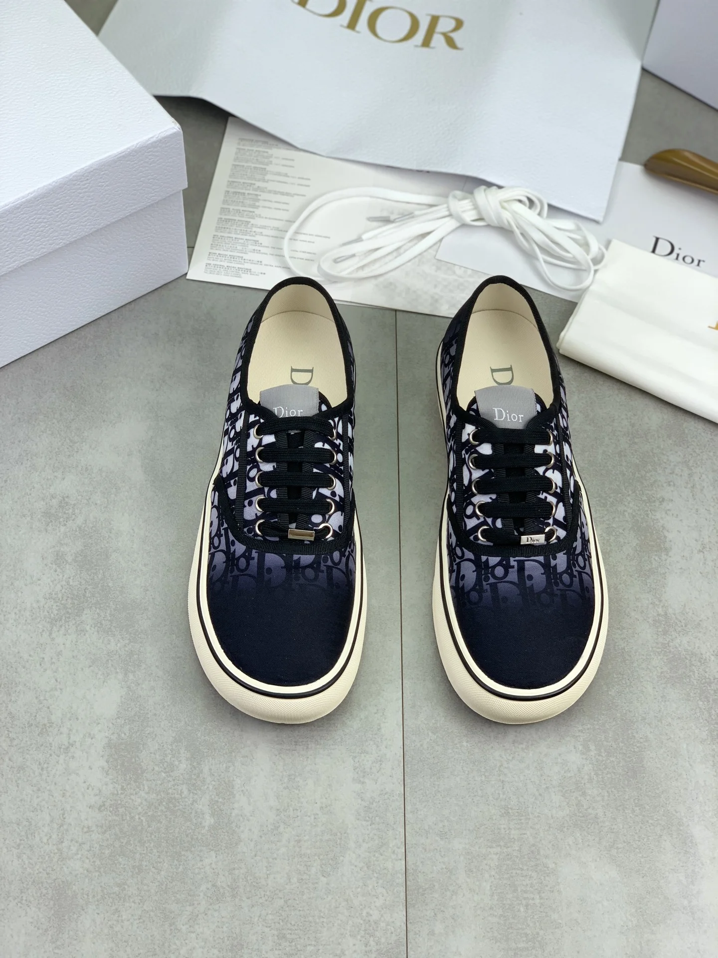 DIOR Sneakers Textile Rubber Black-White EU39-45 B90202609110955 - Image 2