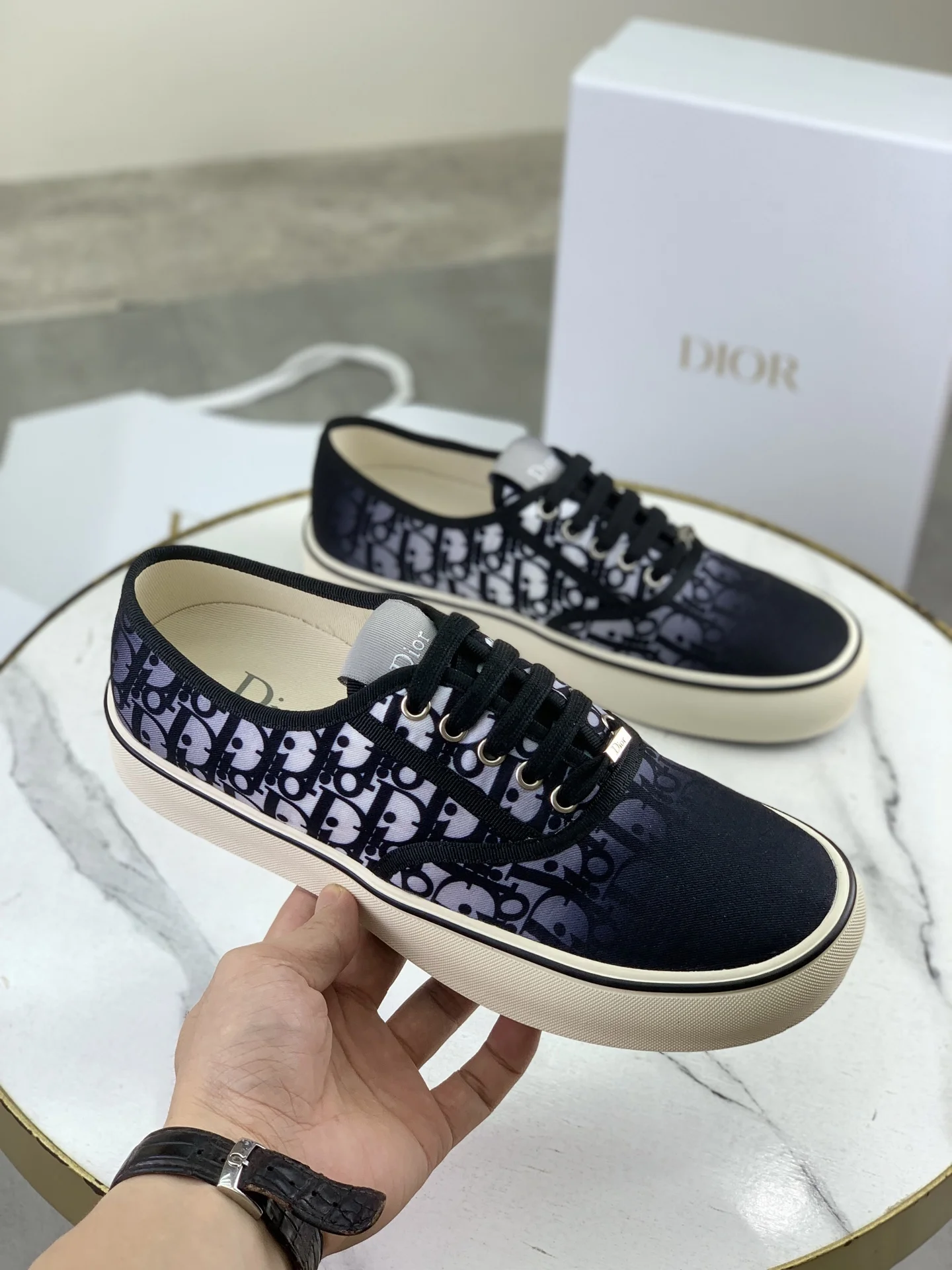 DIOR Sneakers Textile Rubber Black-White EU39-45 B90202609110955 - Image 3