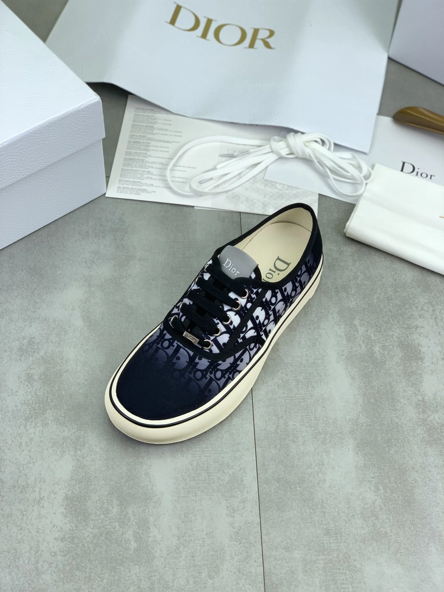 DIOR Sneakers Textile Rubber Black-White EU39-45 B90202609110955 - Image 4