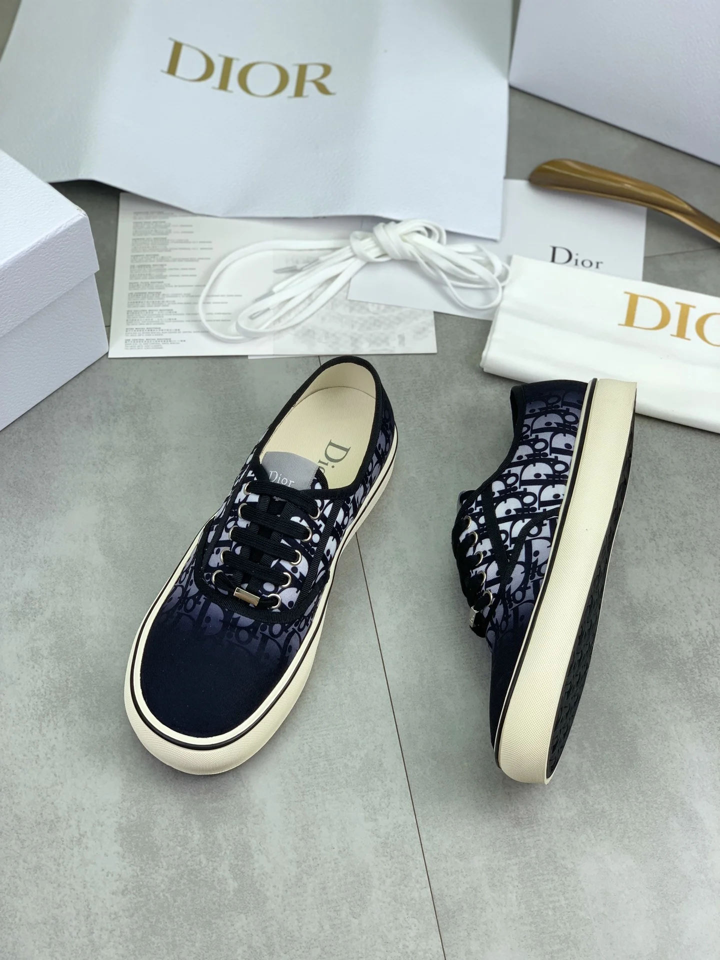 DIOR Sneakers Textile Rubber Black-White EU39-45 B90202609110955 - Image 5