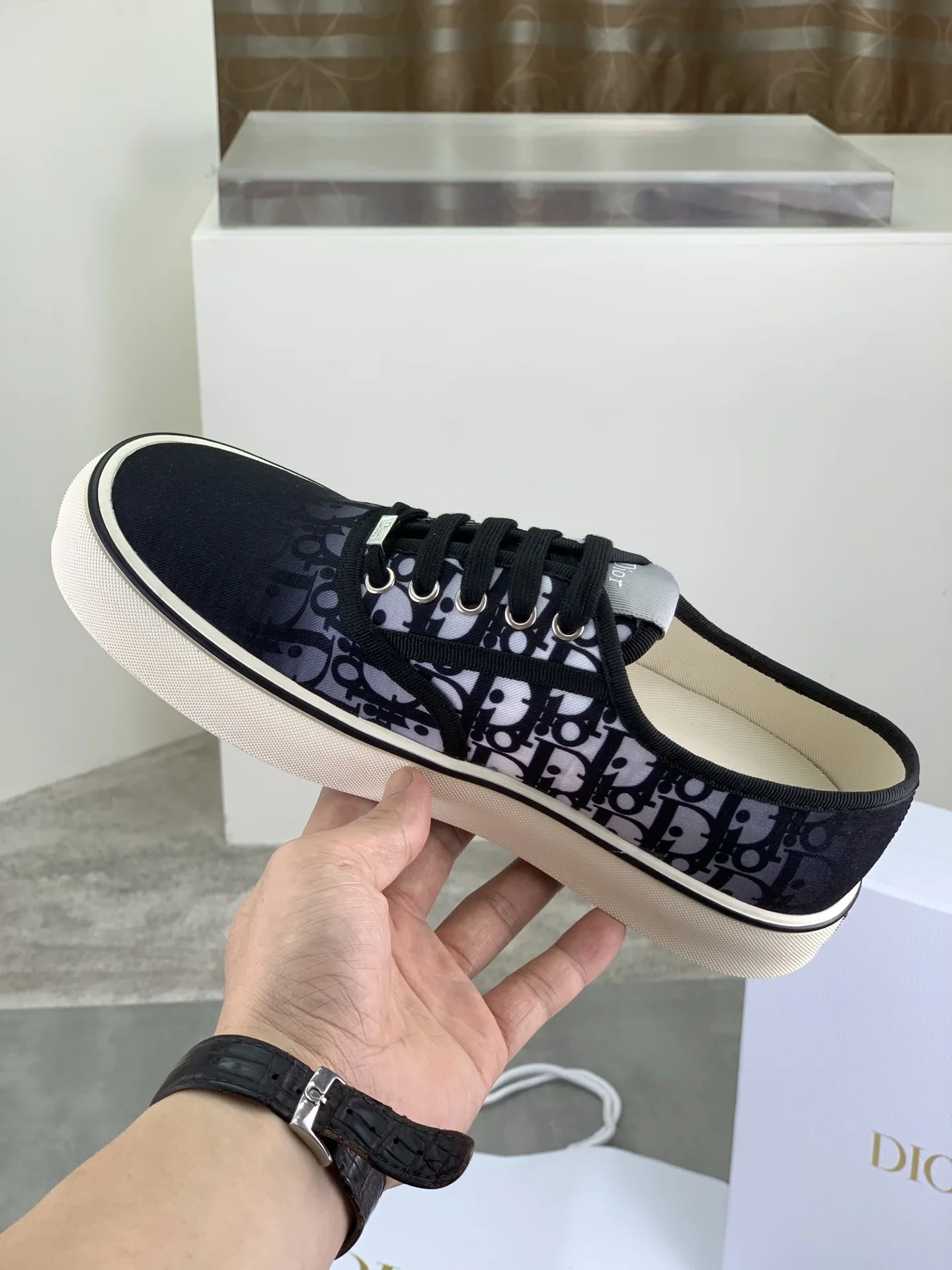 DIOR Sneakers Textile Rubber Black-White EU39-45 B90202609110955 - Image 6