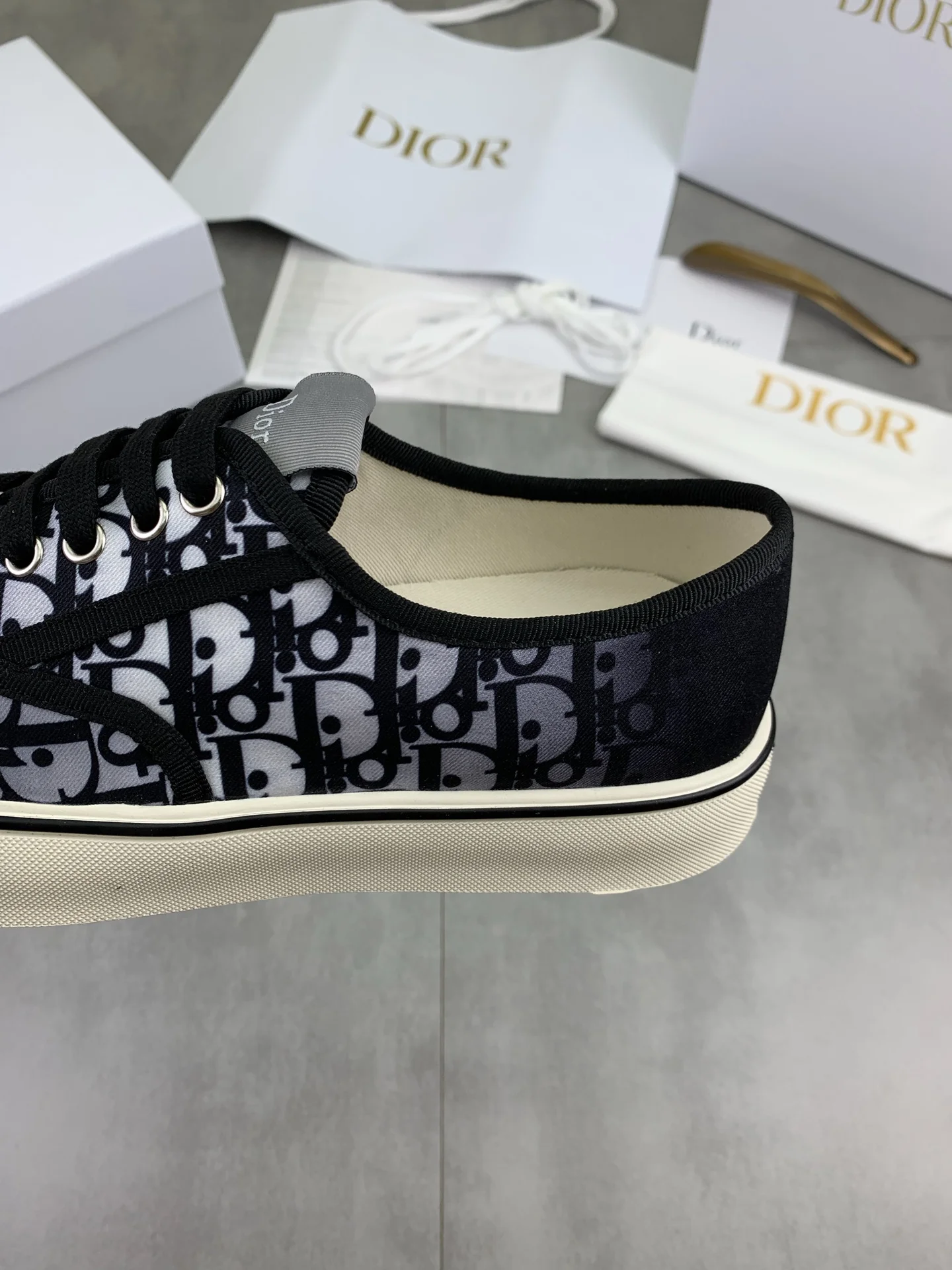 DIOR Sneakers Textile Rubber Black-White EU39-45 B90202609110955 - Image 7