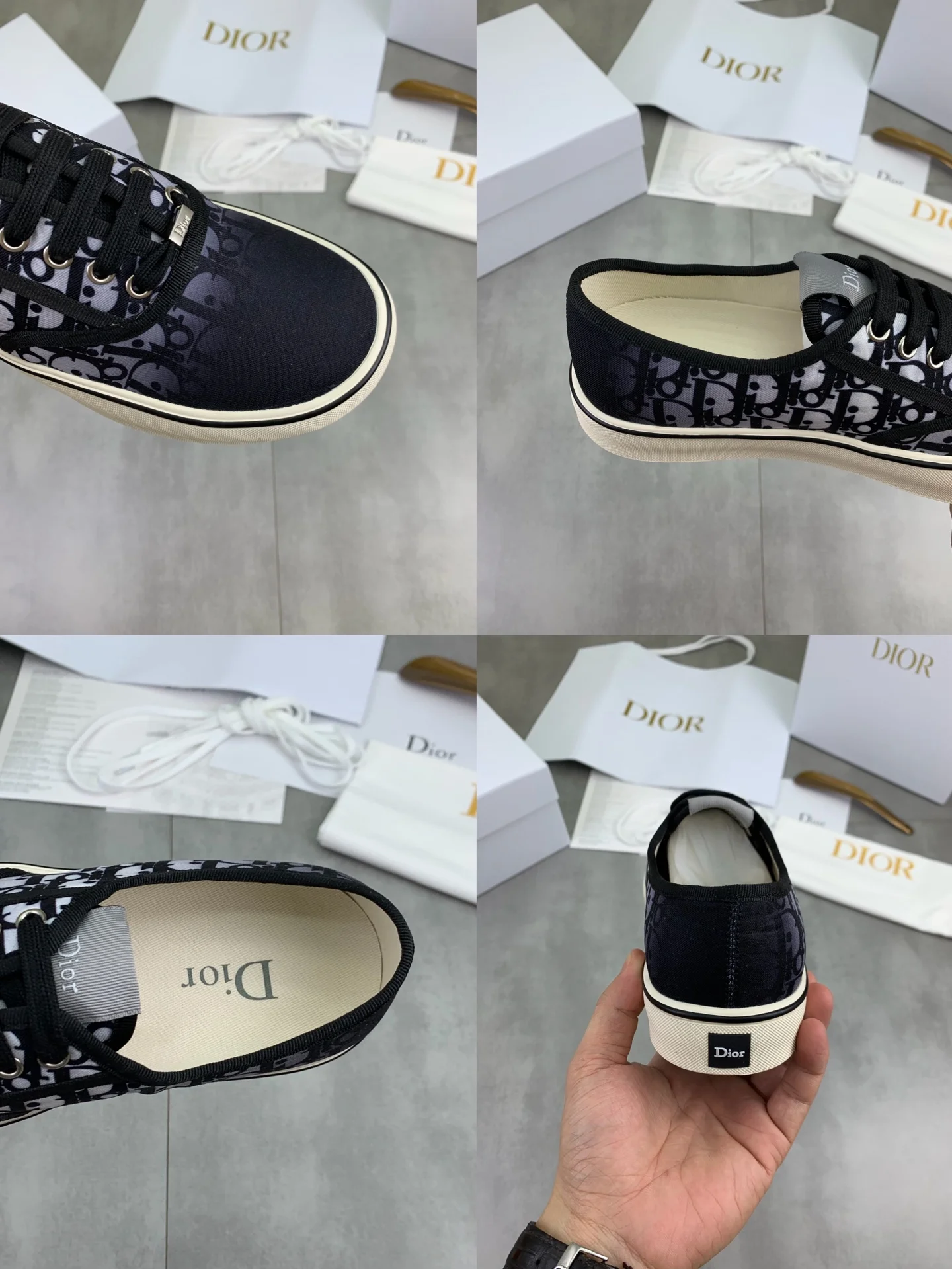 DIOR Sneakers Textile Rubber Black-White EU39-45 B90202609110955 - Image 9