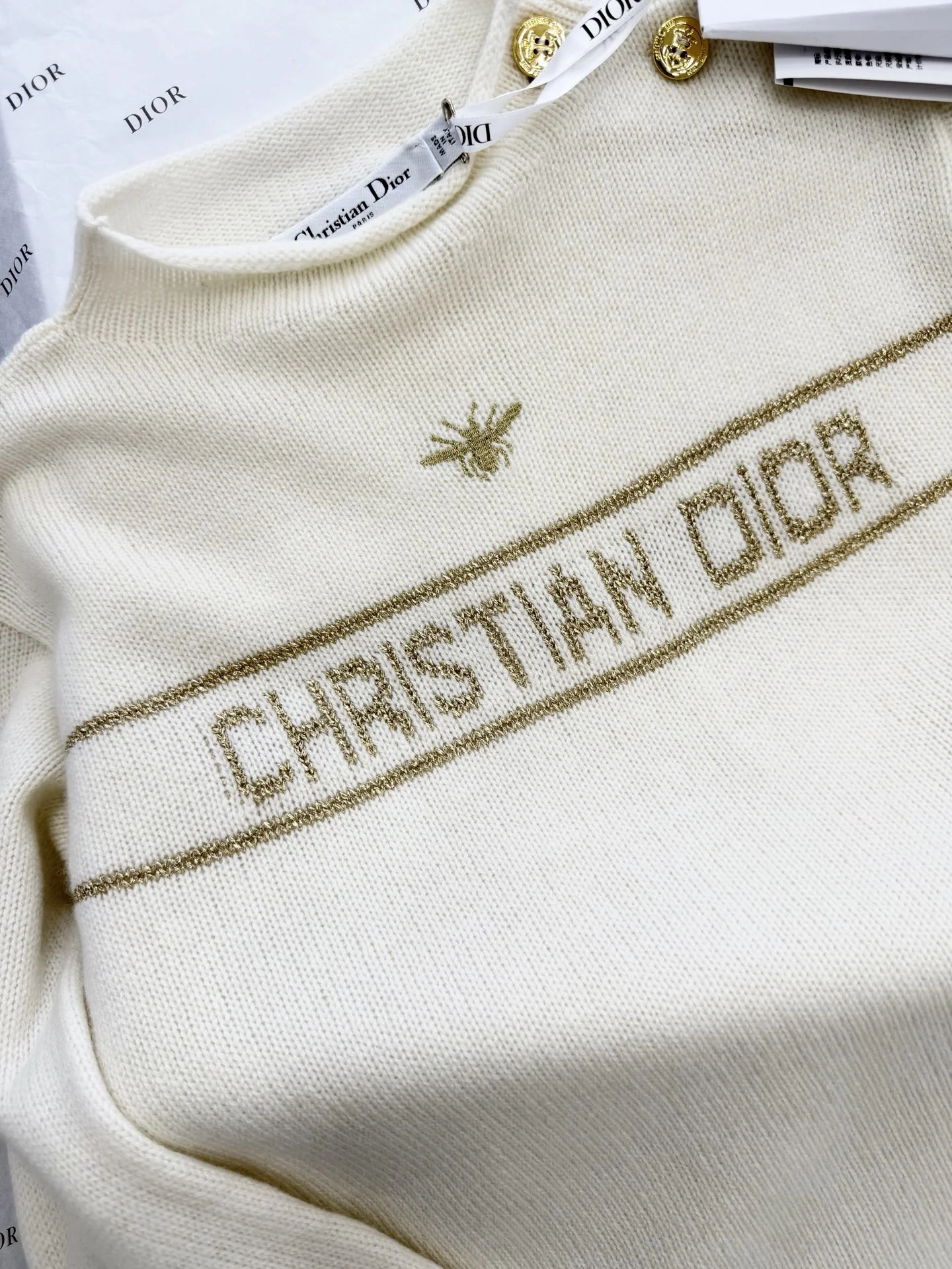 DIOR Sweaters Cashmere Cream-Gold S-M-L C85202609061006 - Image 3