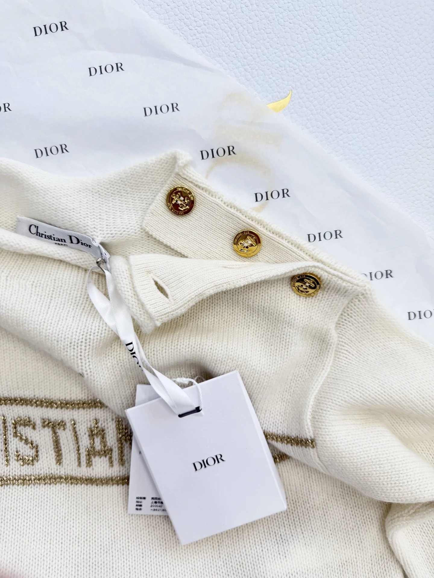 DIOR Sweaters Cashmere Cream-Gold S-M-L C85202609061006 - Image 4
