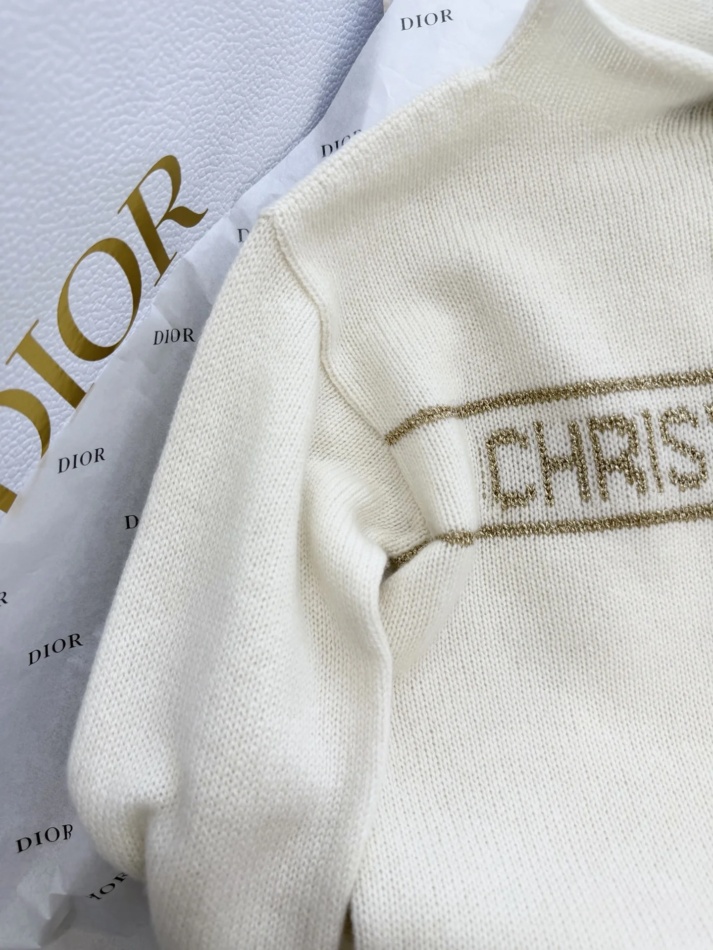 DIOR Sweaters Cashmere Cream-Gold S-M-L C85202609061006 - Image 5