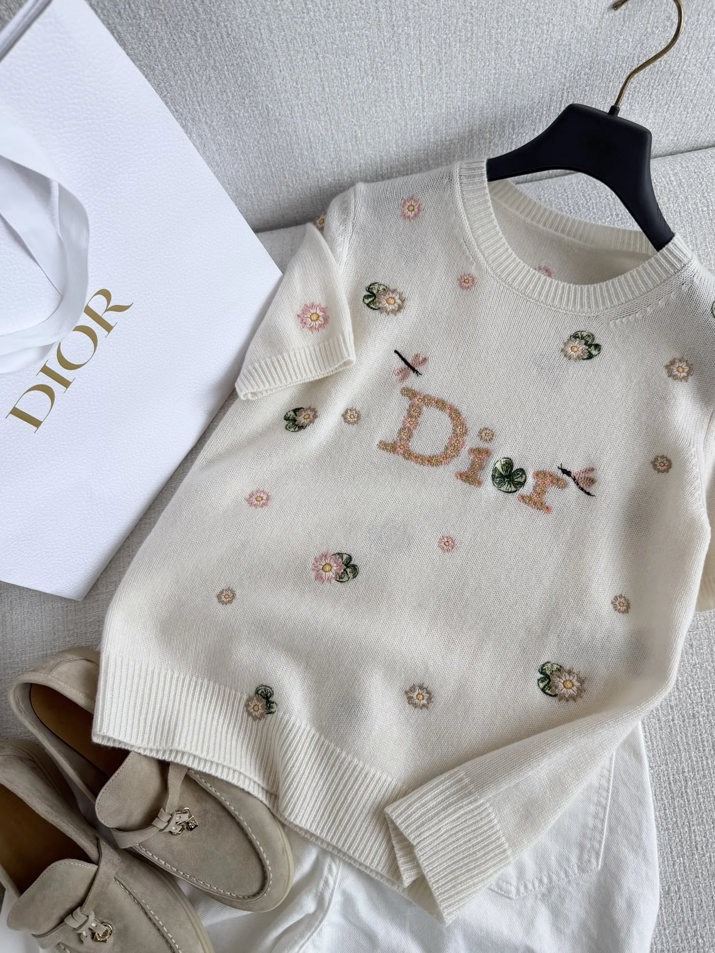 DIOR Sweaters Cashmere Cream-Pink S-L C35202609061999