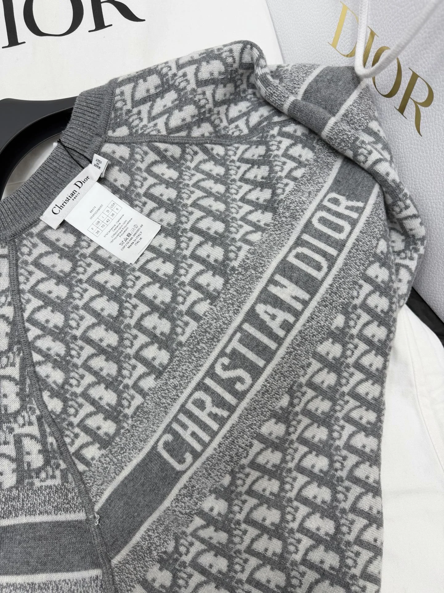 DIOR Sweaters Knit Fabric Grey-White S-L E15202609060296 - Image 2