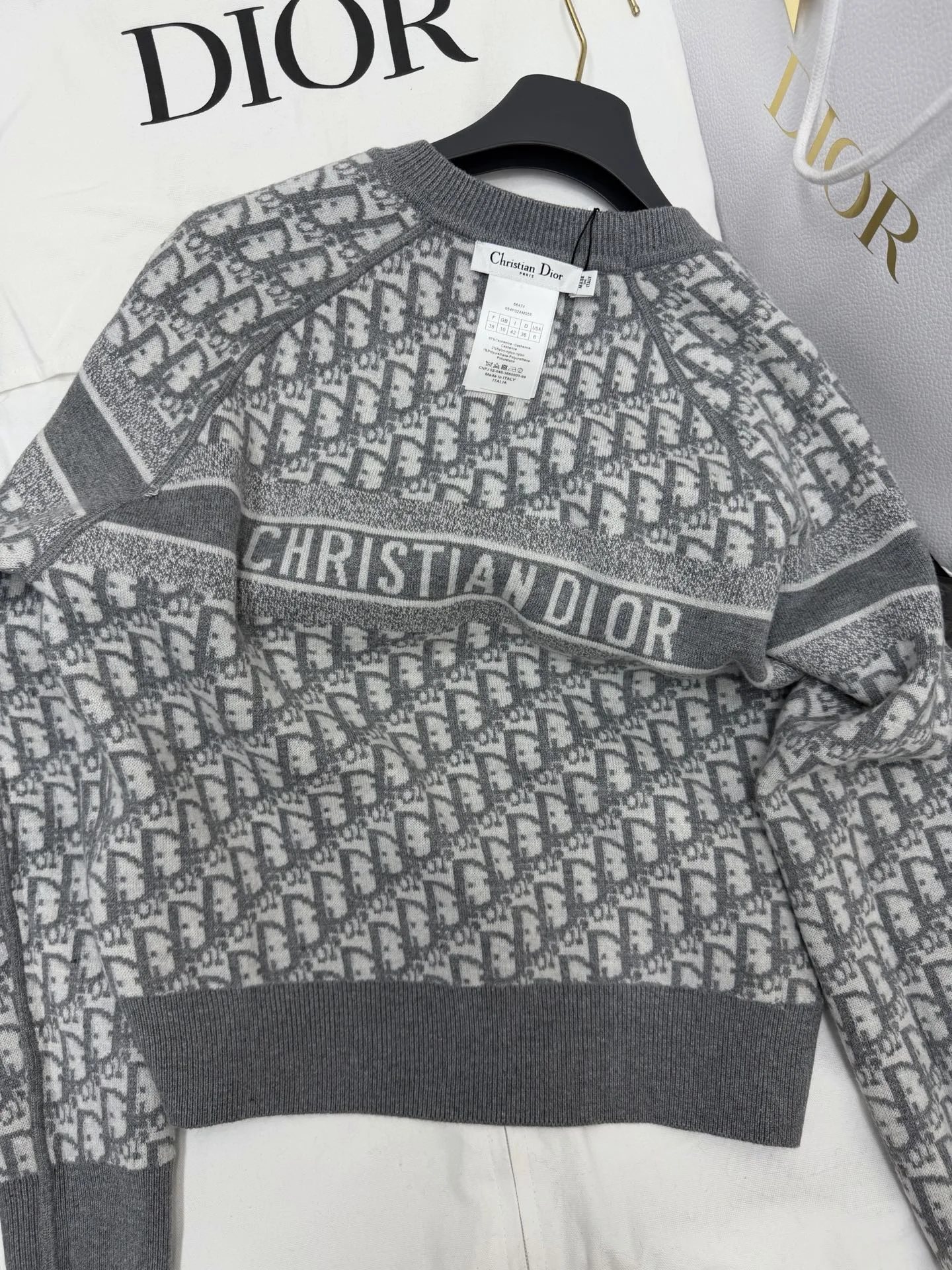 DIOR Sweaters Knit Fabric Grey-White S-L E15202609060296 - Image 3