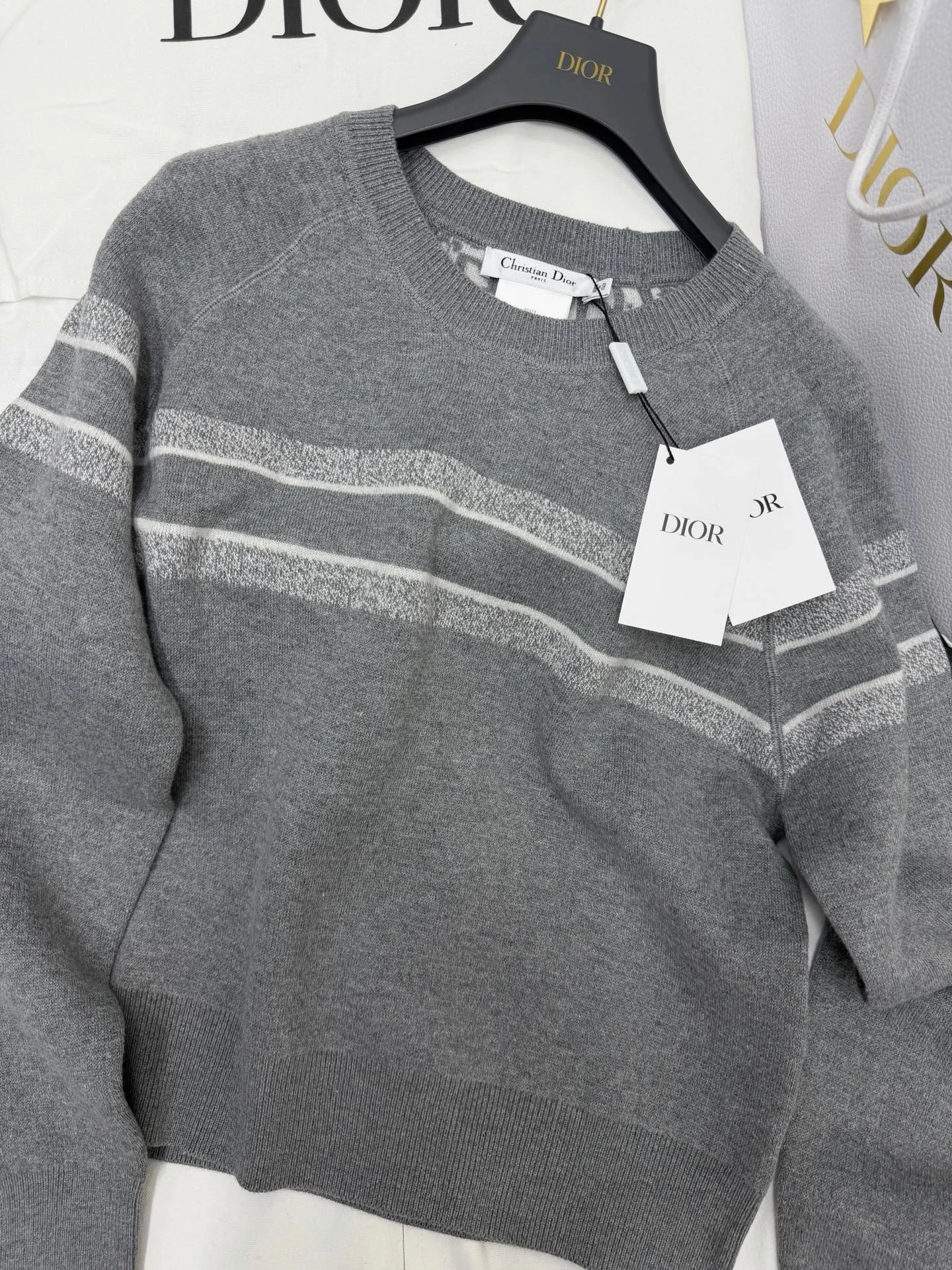 DIOR Sweaters Knit Fabric Grey-White S-L E15202609060296 - Image 4