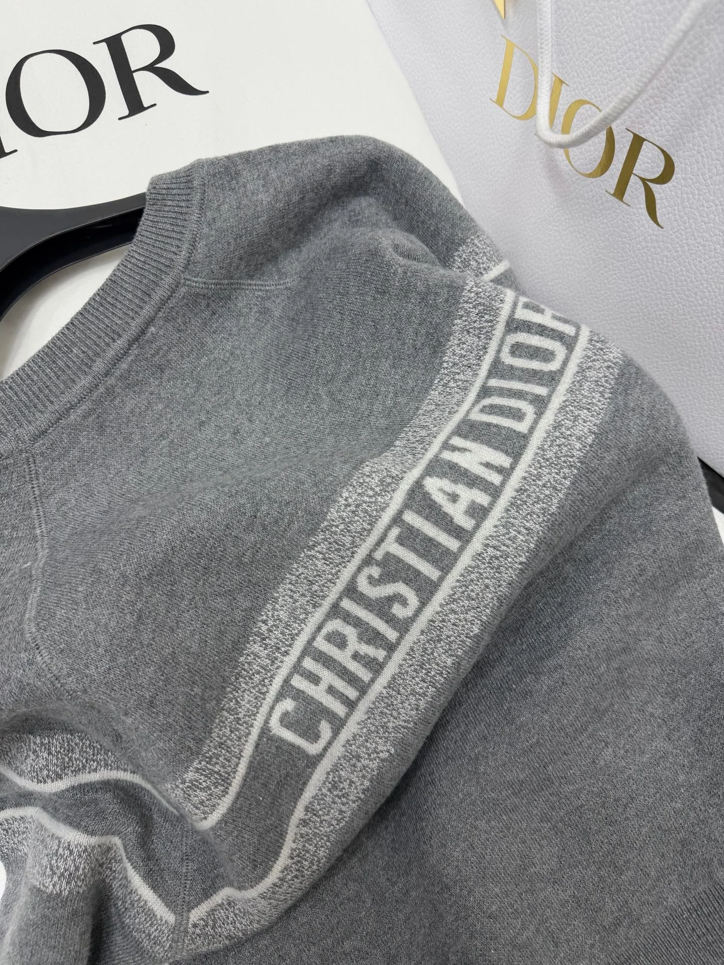 DIOR Sweaters Knit Fabric Grey-White S-L E15202609060296 - Image 7