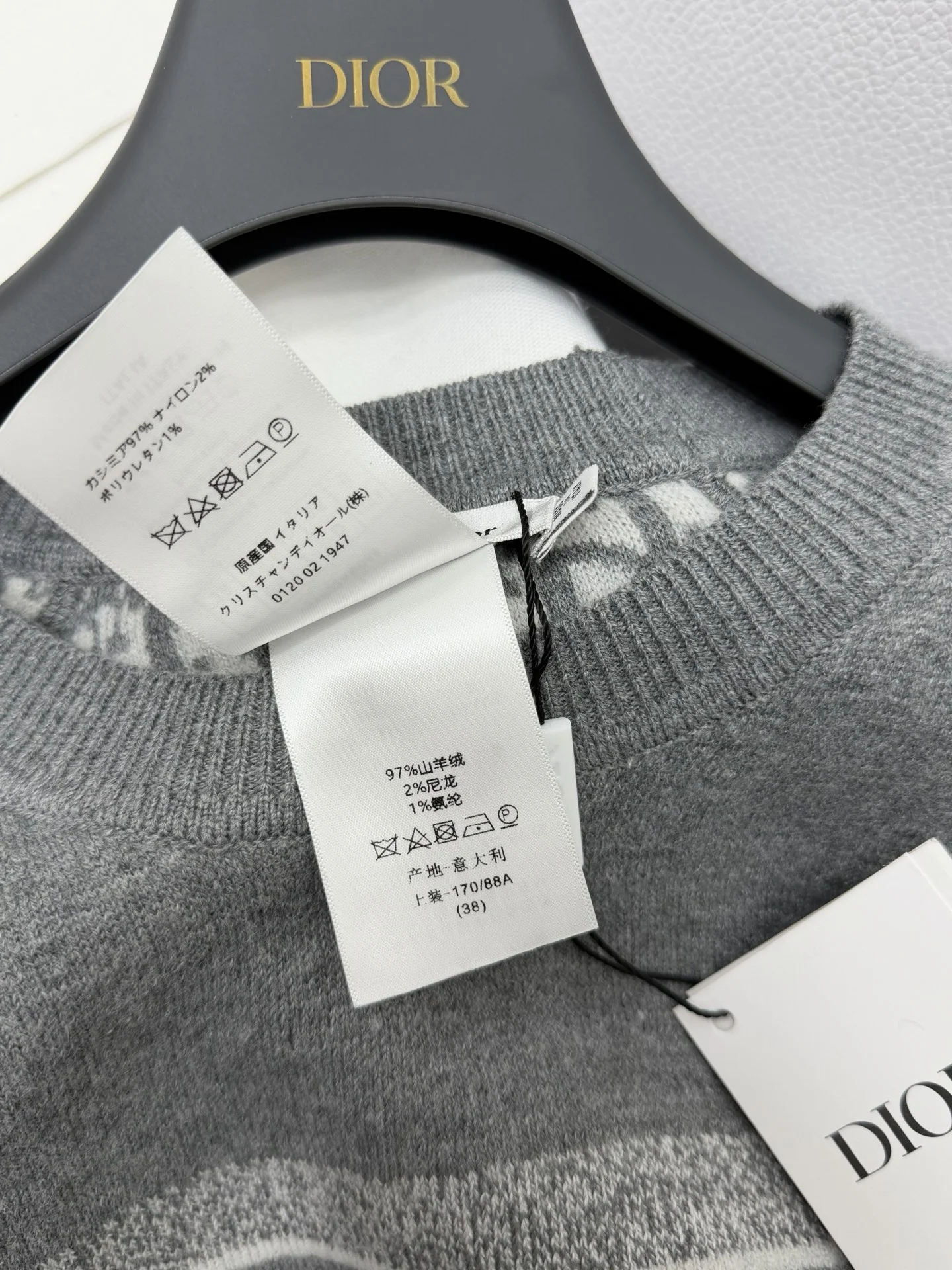 DIOR Sweaters Knit Fabric Grey-White S-L E15202609060296 - Image 8