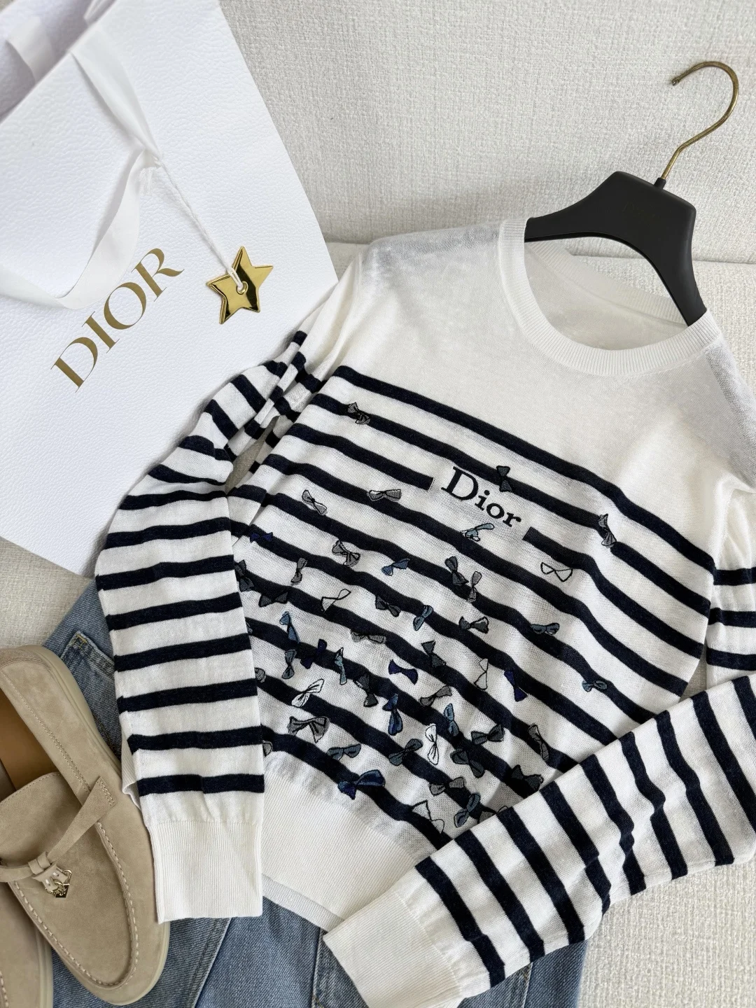 DIOR Sweaters Linen White-Navy S-L B75202609061055