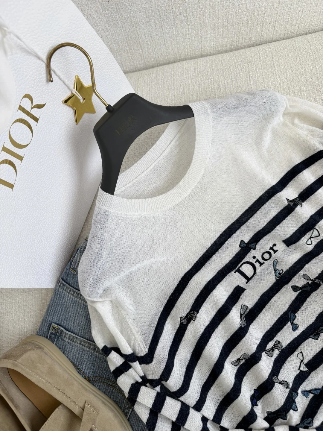 DIOR Sweaters Linen White-Navy S-L B75202609061055 - Image 2