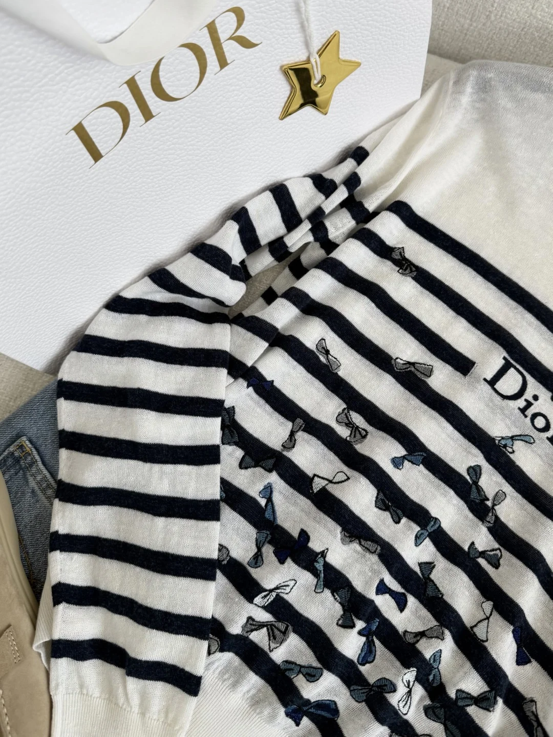 DIOR Sweaters Linen White-Navy S-L B75202609061055 - Image 3