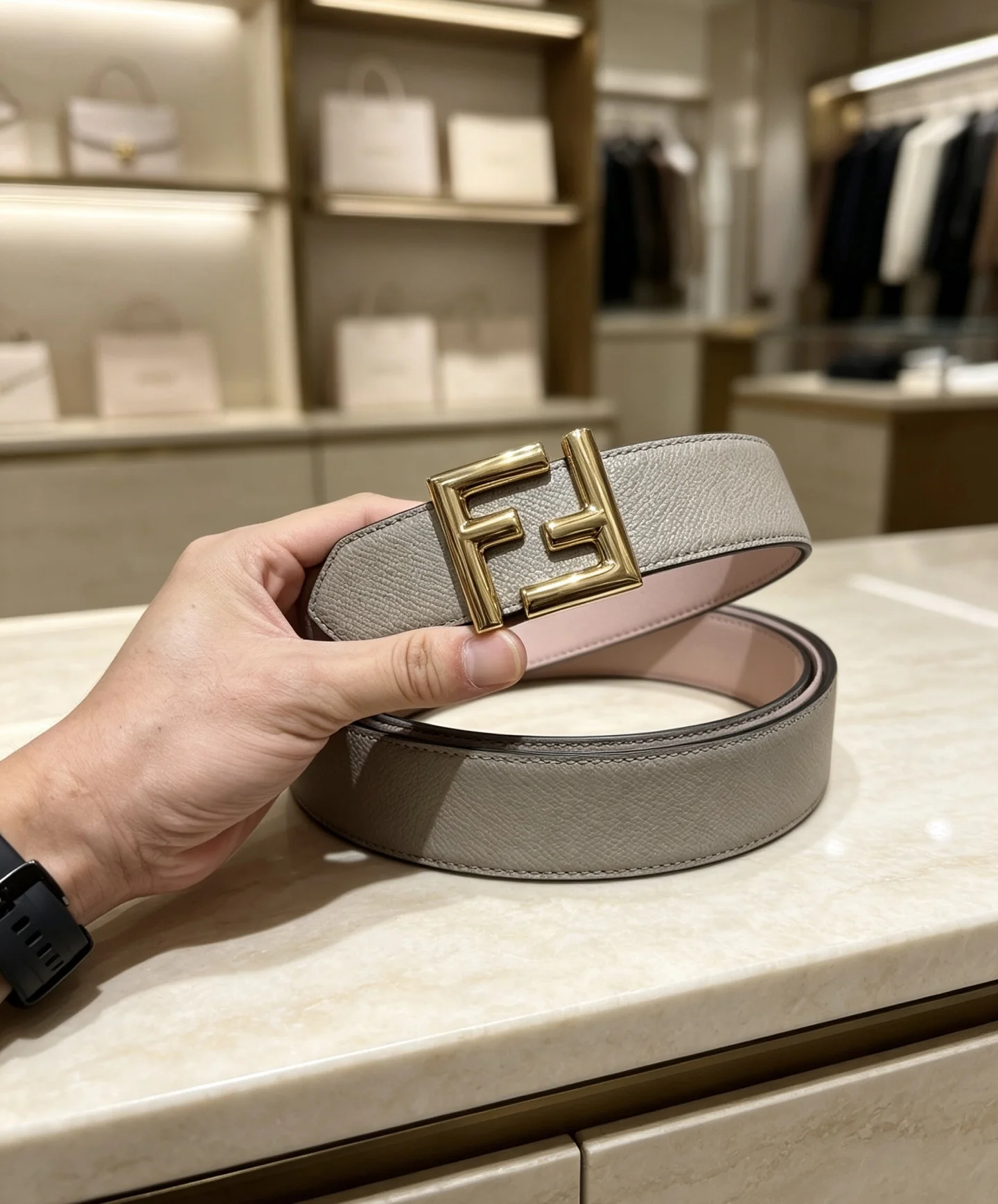 FENDI Belts Gray-Gold 38mm Width A80202609070452 - Image 2