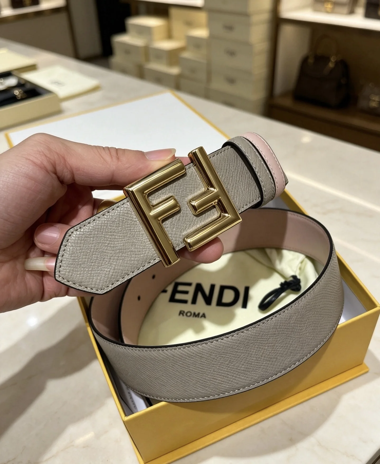 FENDI Belts Gray-Gold 38mm Width A80202609070452 - Image 3