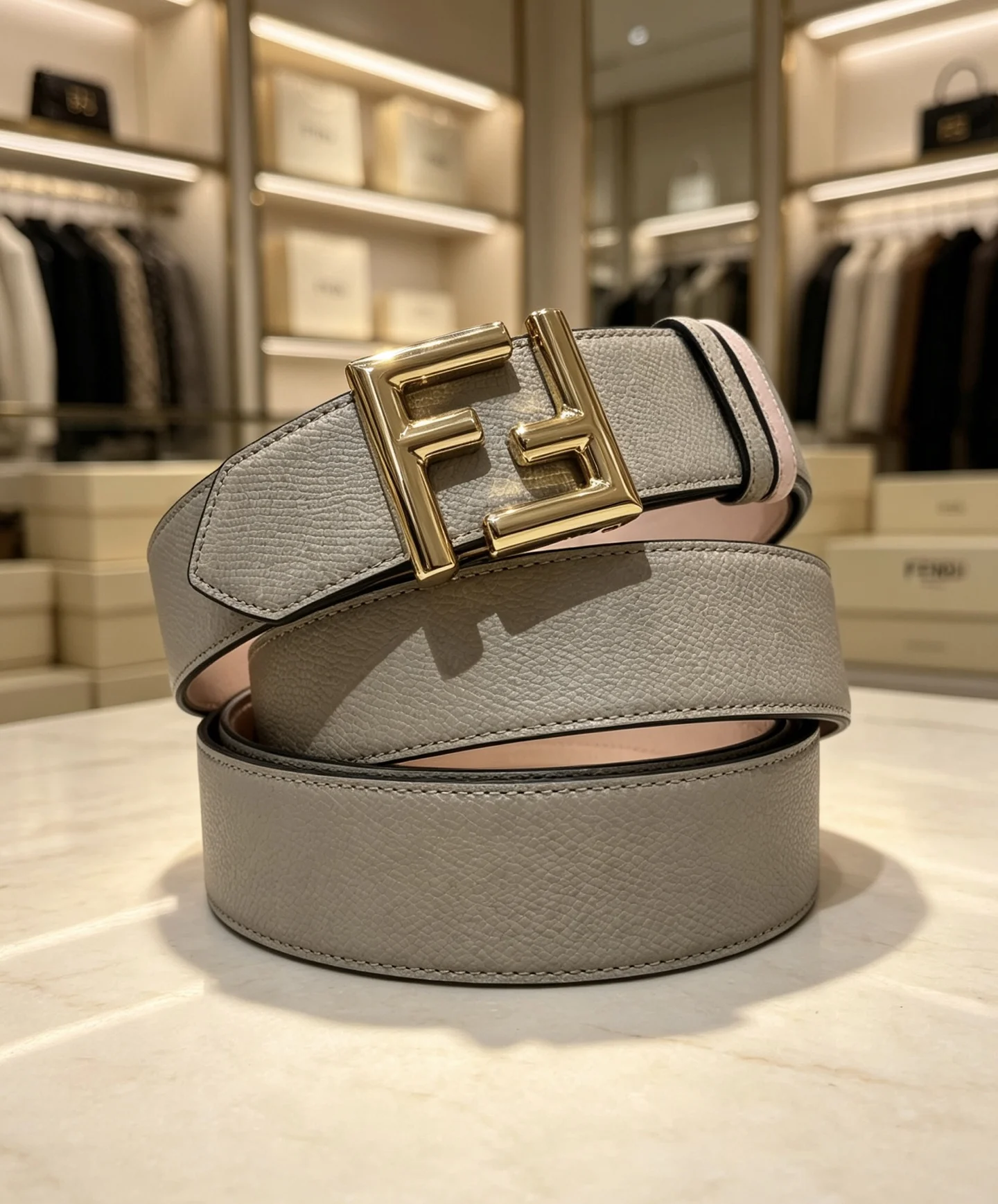 FENDI Belts Gray-Gold 38mm Width A80202609070452 - Image 4