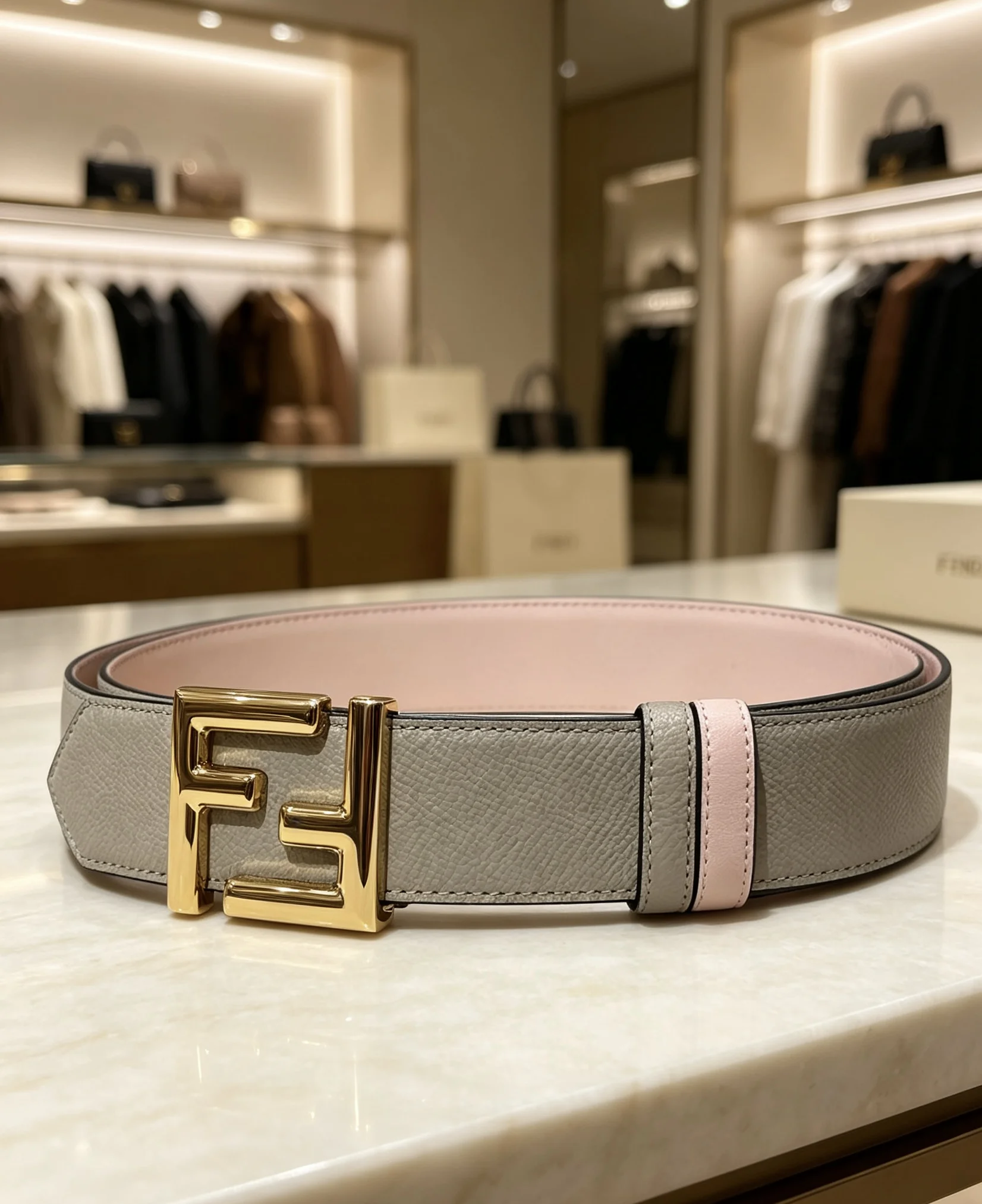 FENDI Belts Gray-Gold 38mm Width A80202609070452 - Image 5