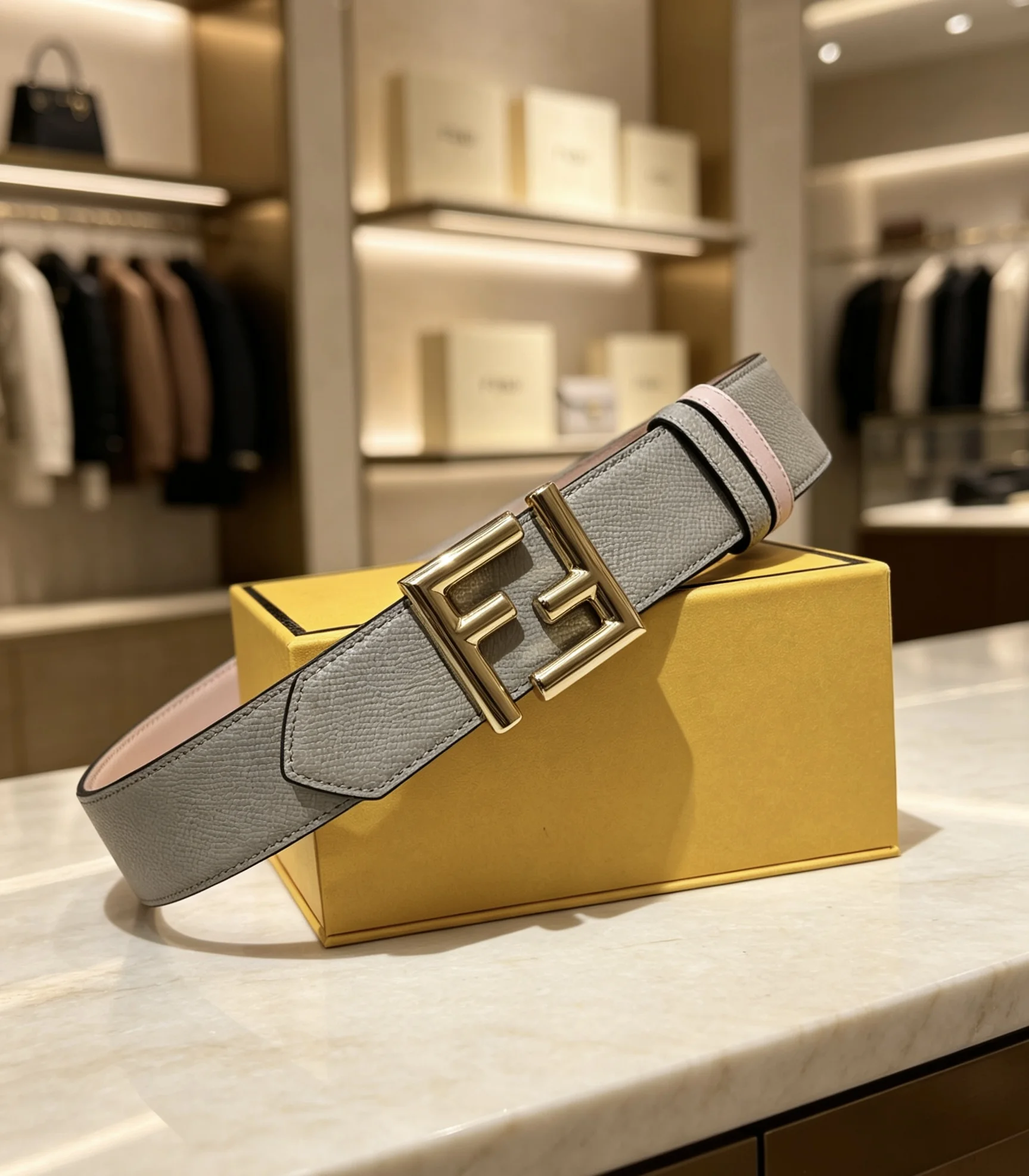 FENDI Belts Gray-Gold 38mm Width A80202609070452 - Image 6