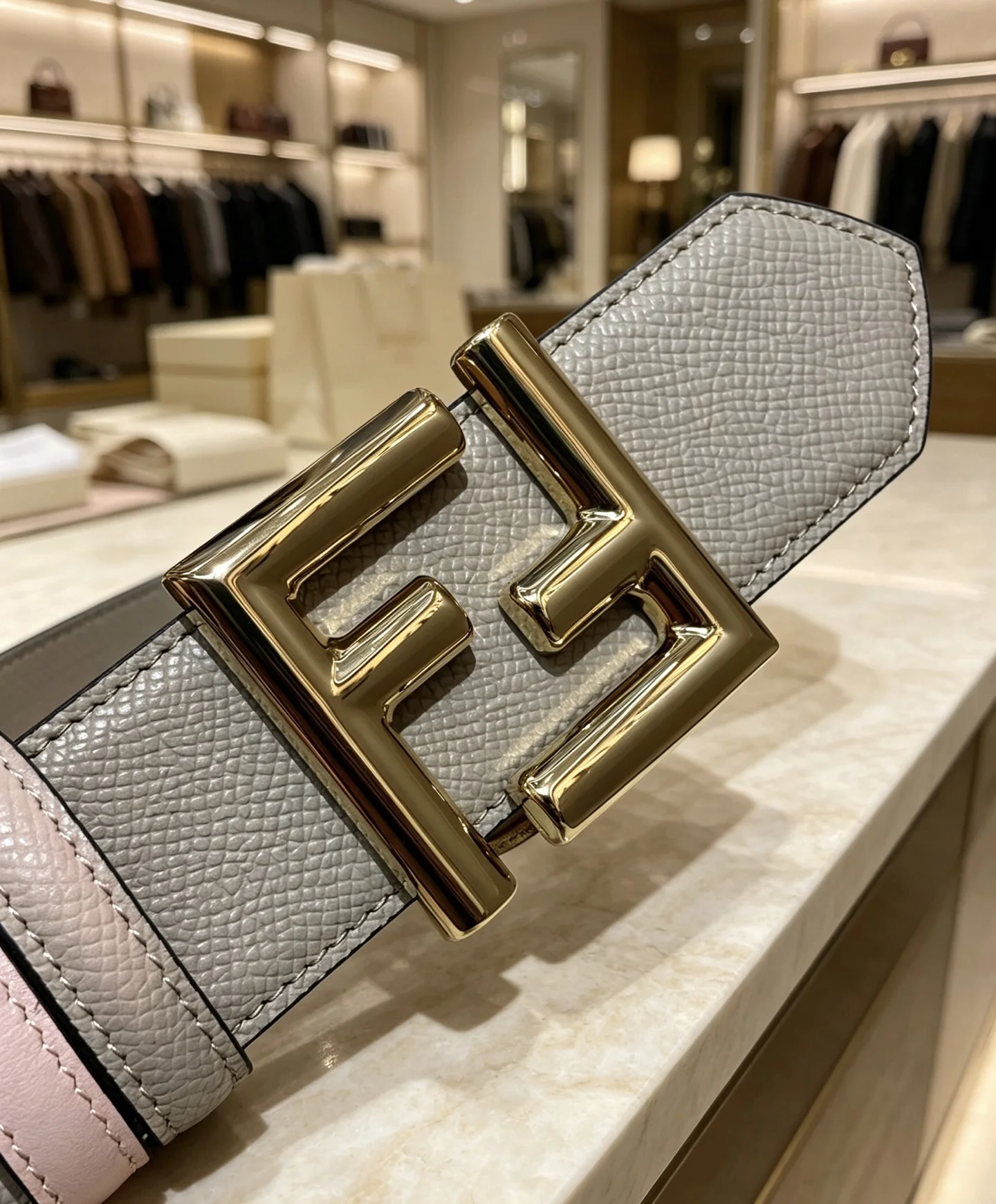 FENDI Belts Gray-Gold 38mm Width A80202609070452 - Image 8