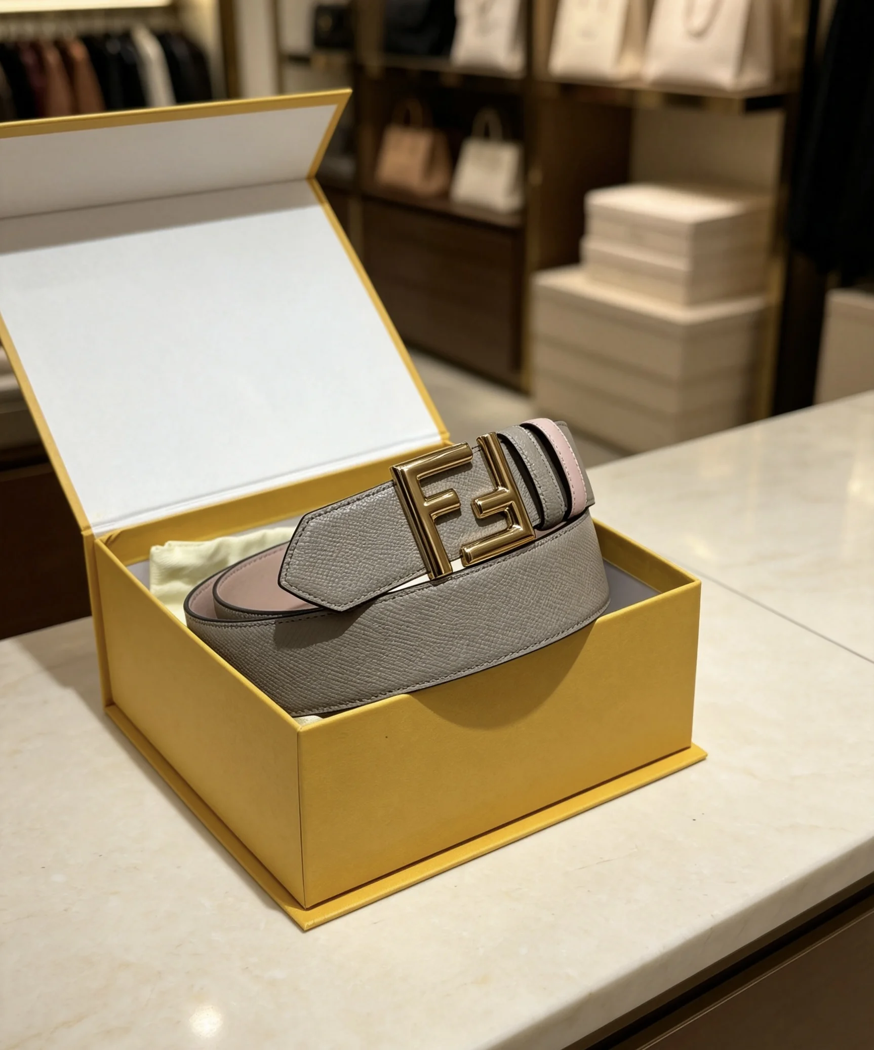 FENDI Belts Gray-Gold 38mm Width A80202609070452 - Image 9