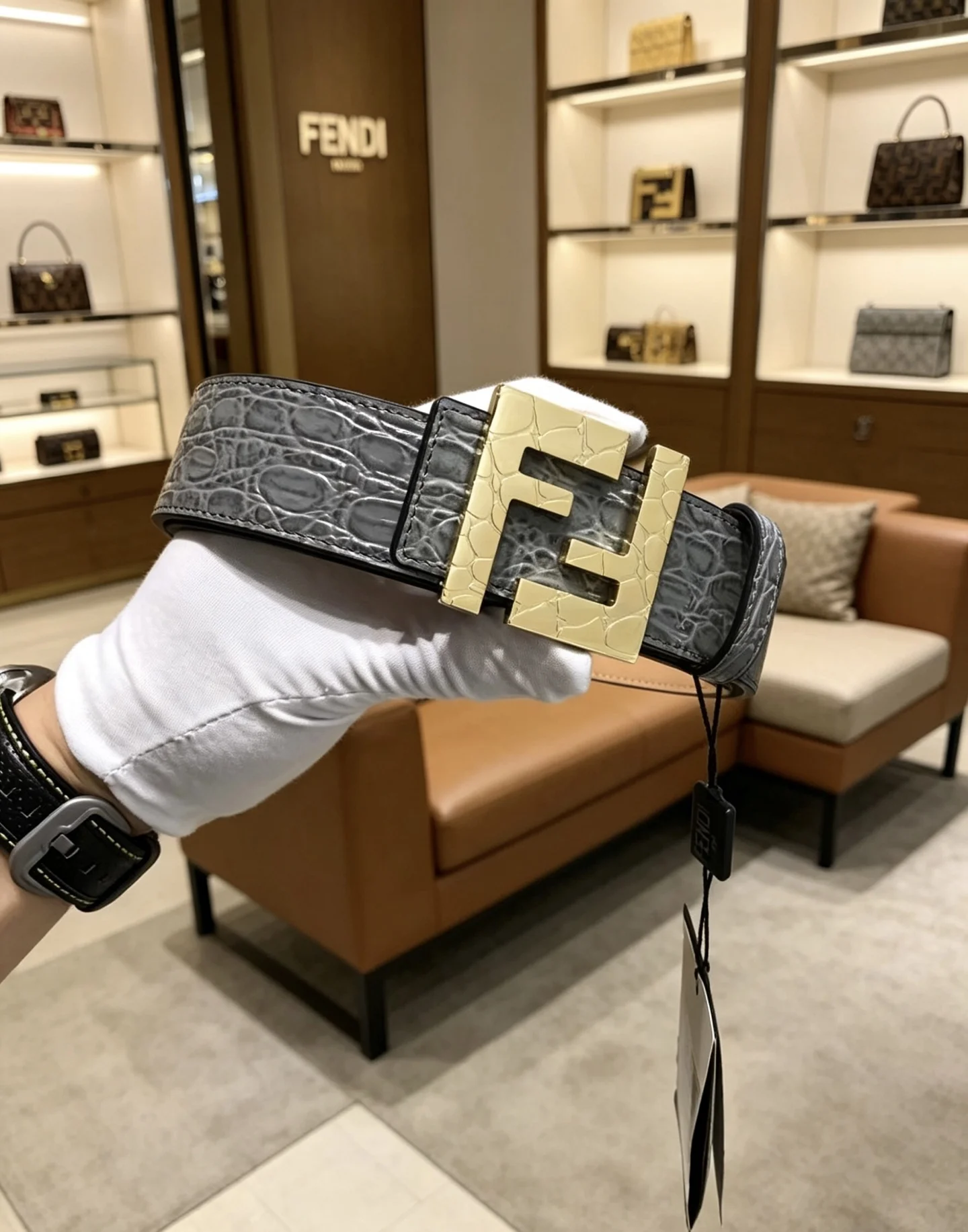 FENDI Belts Gray-Gold 39mm Width A80202609070336