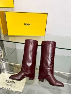 Alternative view of FENDI Boots Calf Leather Burgundy EU35-40 D90202609110036