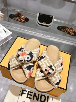 FENDI Slides Beige-Black-Orange-Gold EU35-46 A90202609110041
