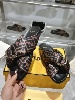 Alternative view of FENDI Slides Black-Brown EU35-42 A90202609110045