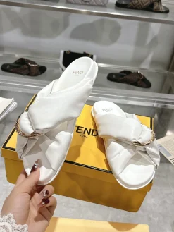 Alternative view of FENDI Slides White-Gold A90202609110044