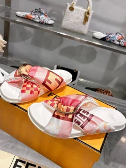 Alternative view of FENDI Slides White-Pink-Orange-Brown EU35-46 A90202609110039