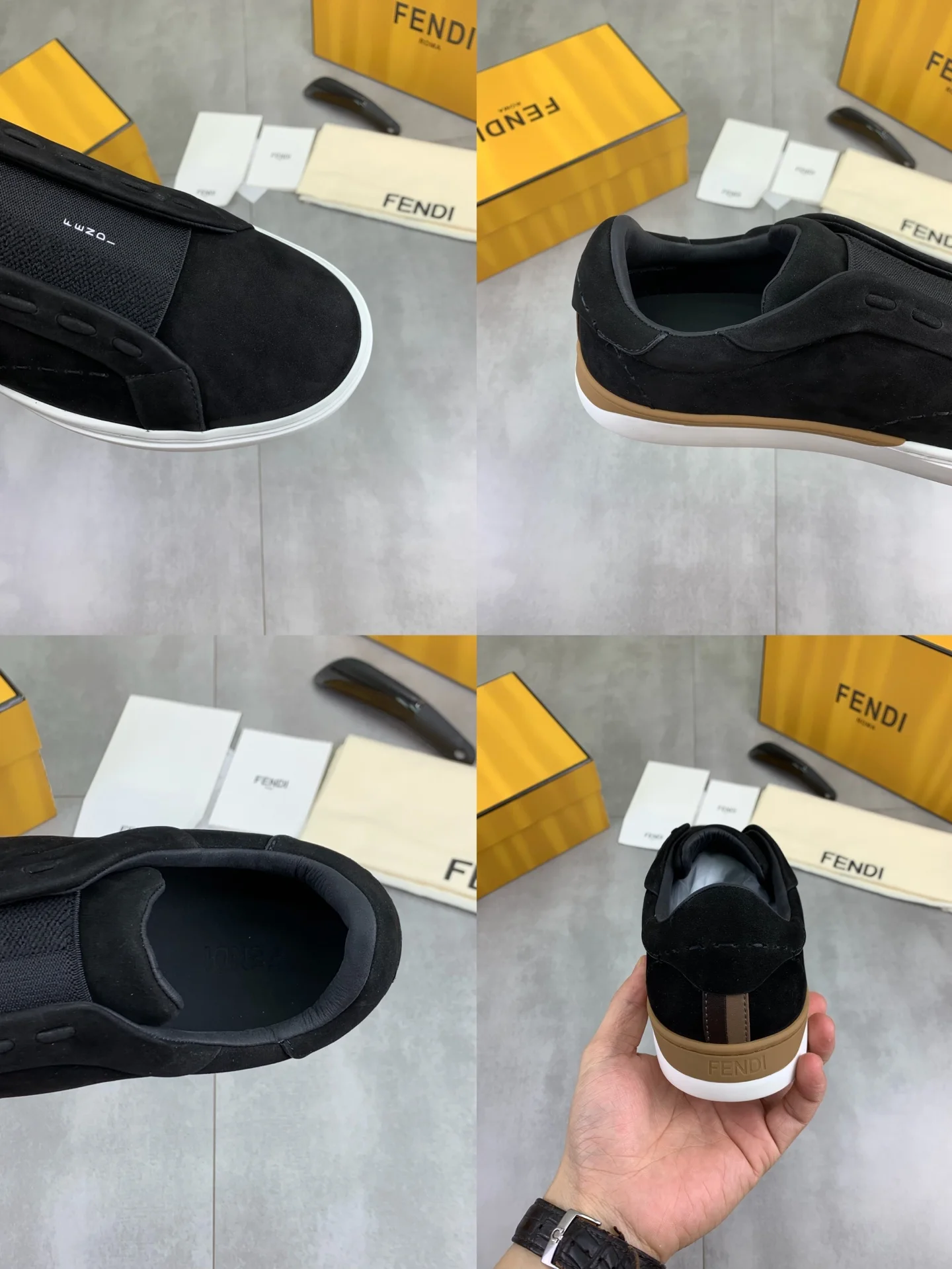 FENDI Sneakers Leather Black-White EU39-44 C40202609110946 - Image 9