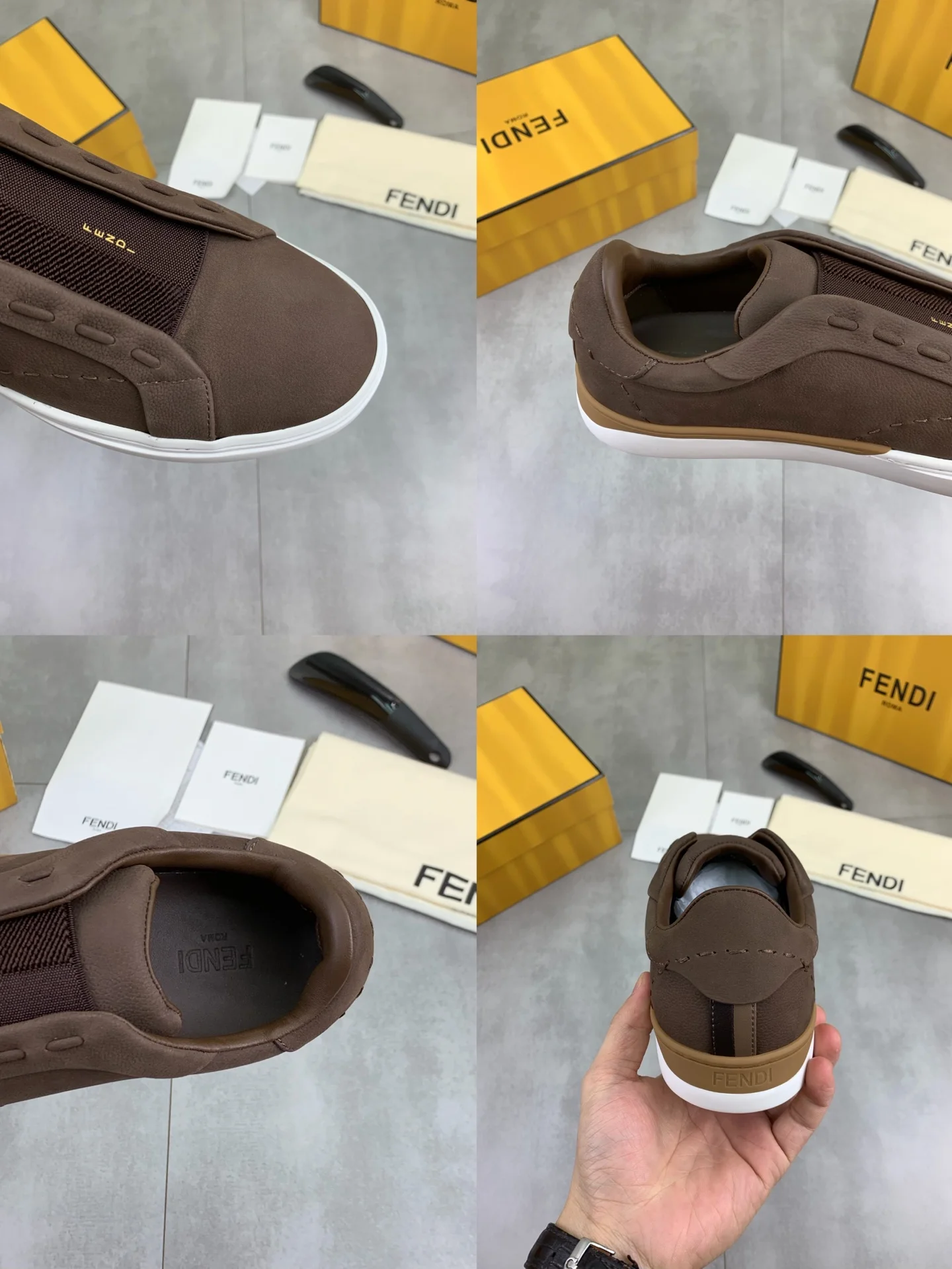FENDI Sneakers Leather Brown-White EU39-44 C40202609110947 - Image 10