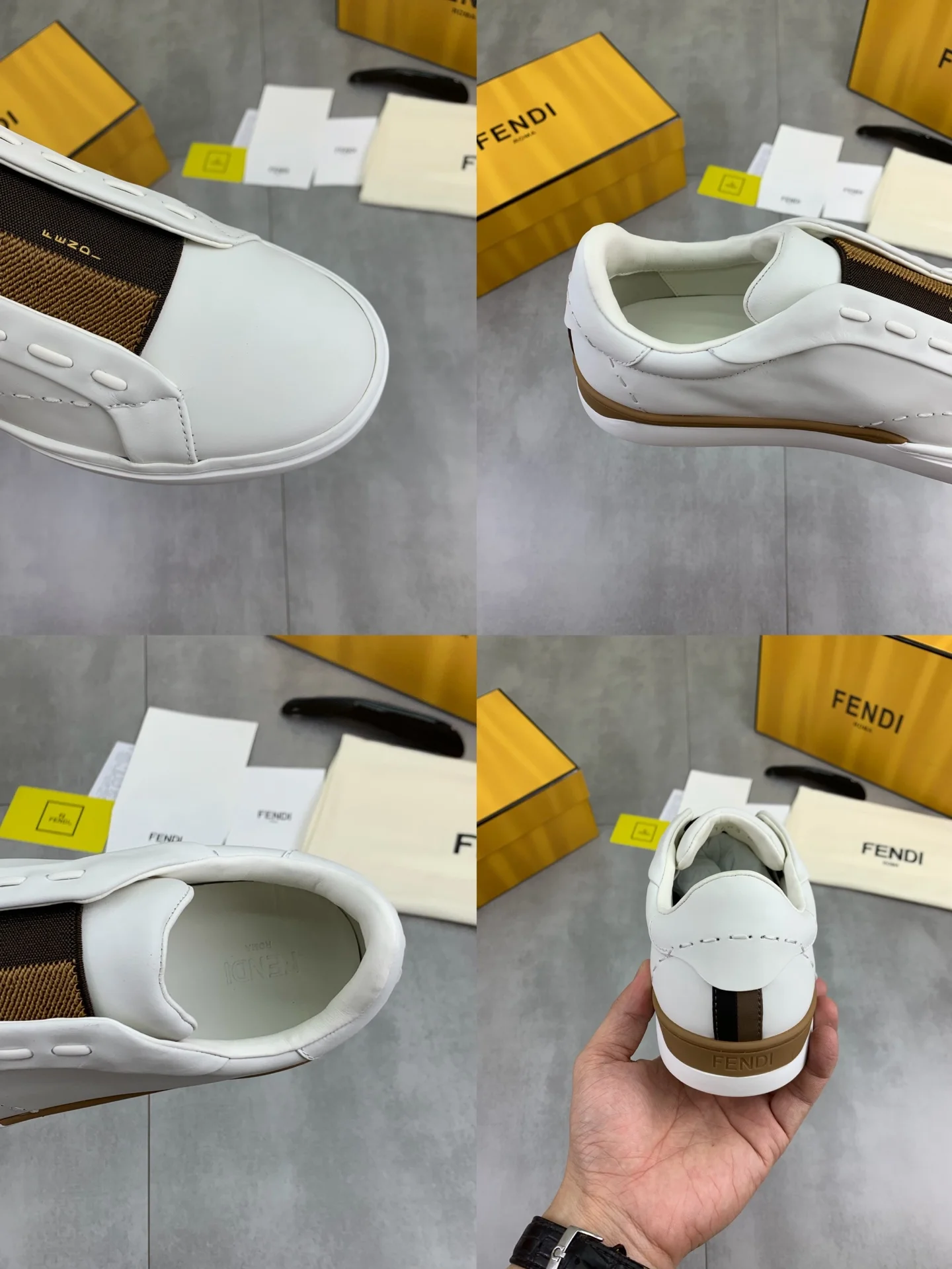 FENDI Sneakers Leather White-Brown EU39-44 C40202609110948 - Image 9