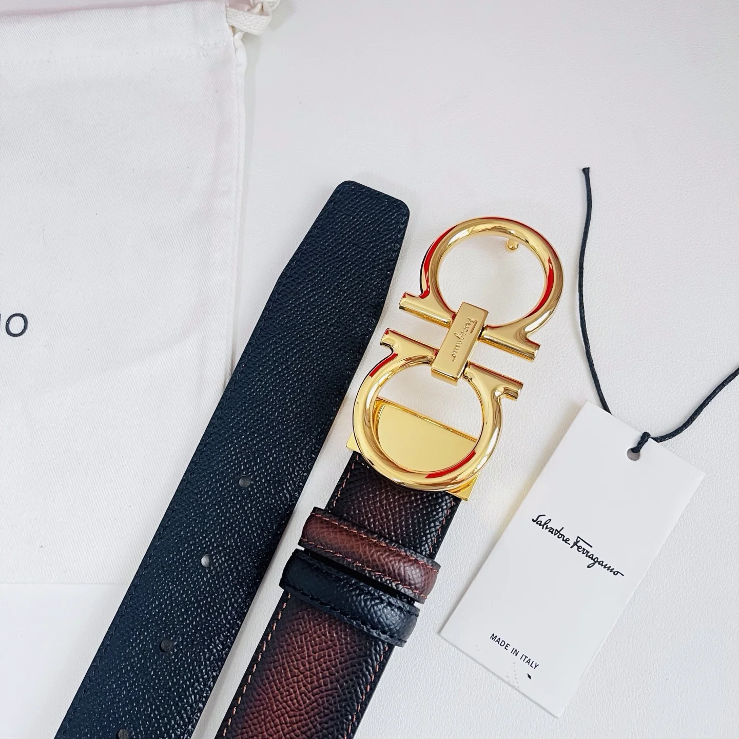 FERRAGAMO Belts Calf Leather Brown-Gold A70202609070513 - Image 9