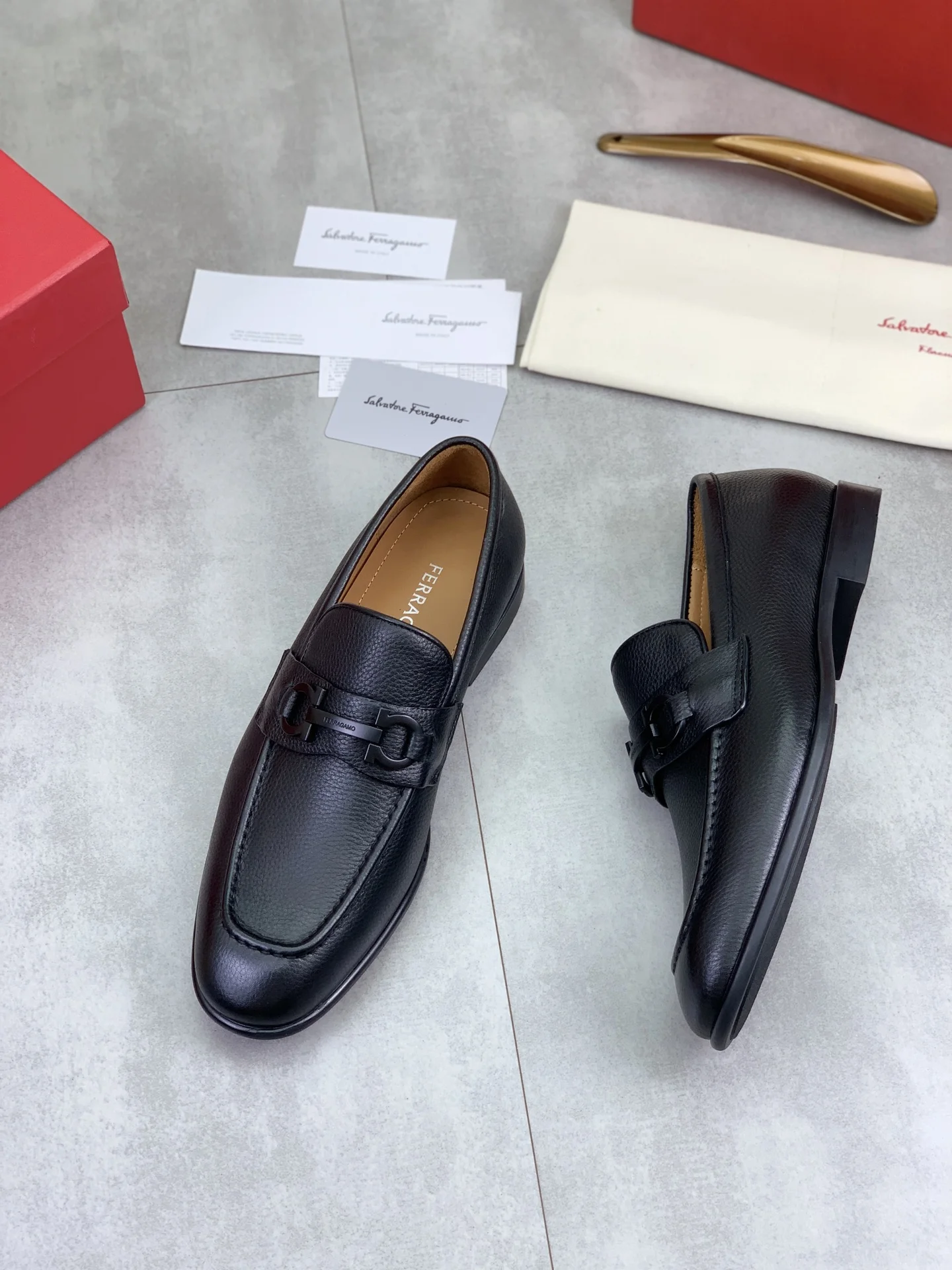 FERRAGAMO Formal Shoes Calf Leather Black EU39-44 C80202609110932 - Image 5