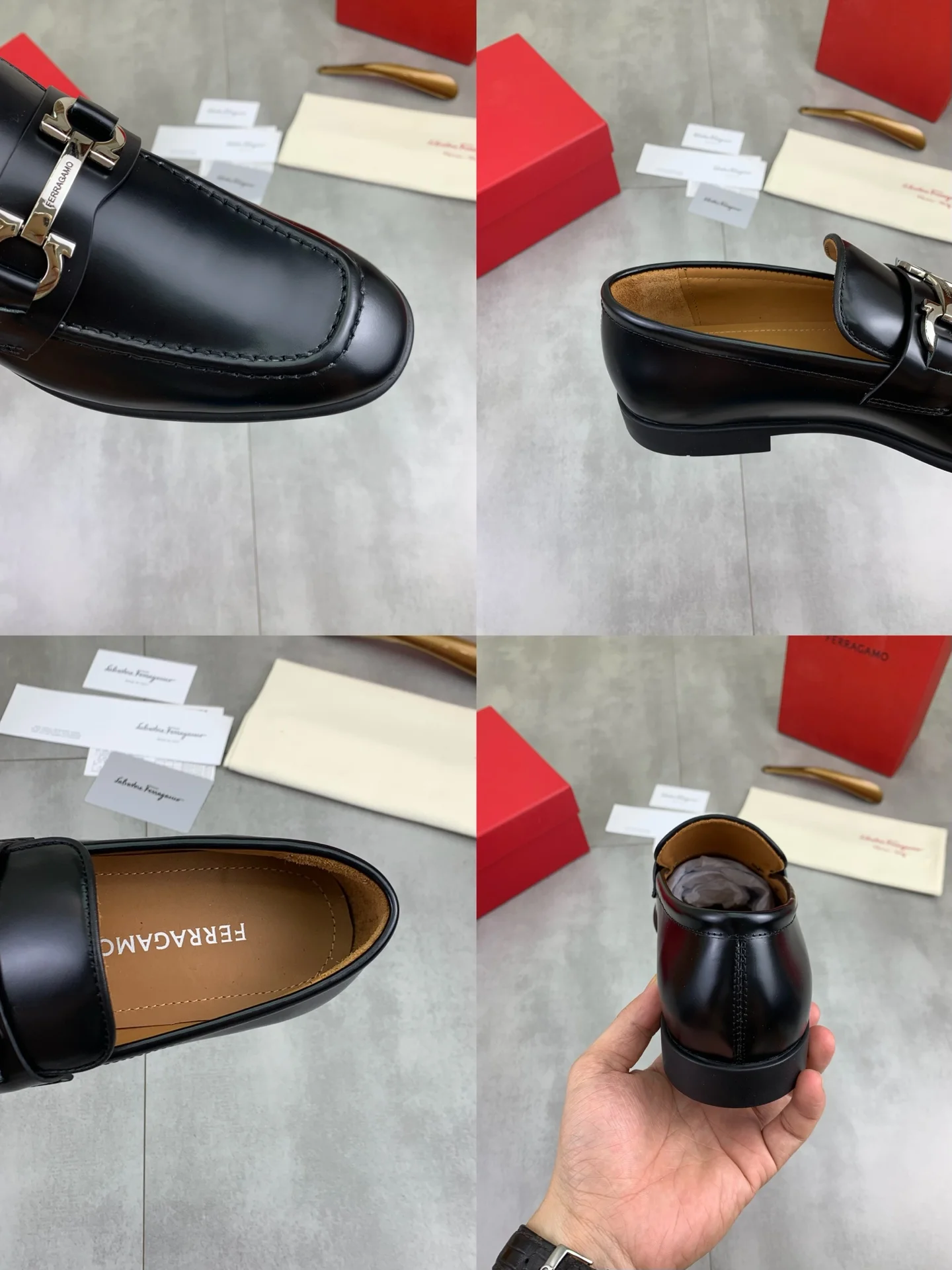 FERRAGAMO Formal Shoes Calf Leather Black-Silver EU39-44 C80202609110931 - Image 9