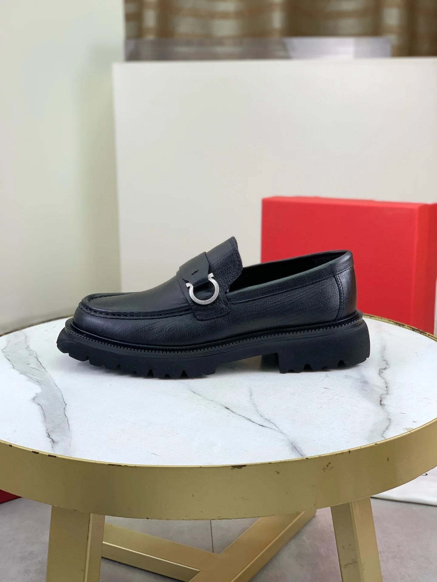FERRAGAMO Formal Shoes Calf Leather Black-Silver EU39-45 C80202609111089
